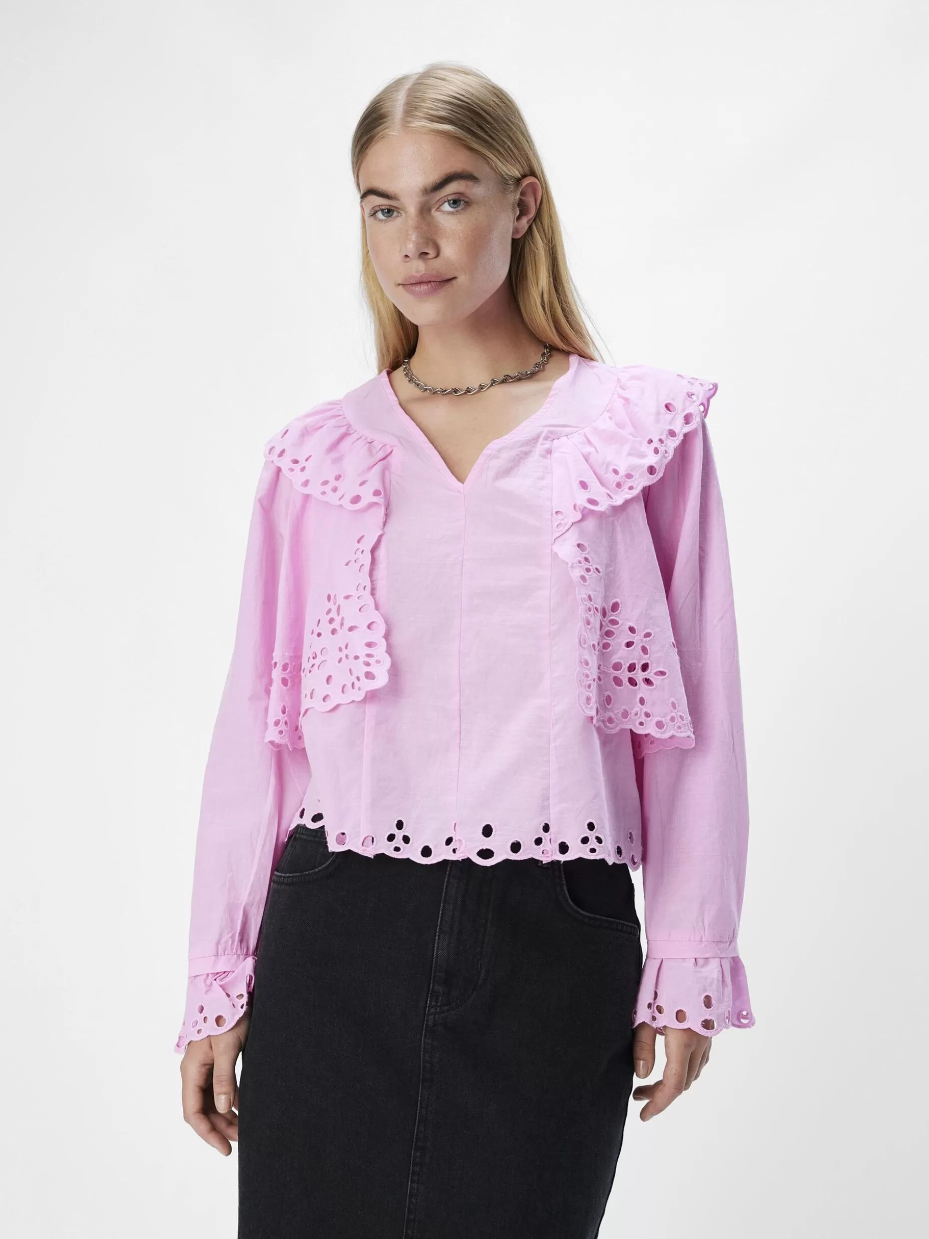 OBJECT BRODERIE ANGLAISE BLOUSE Pink Frosting Sale