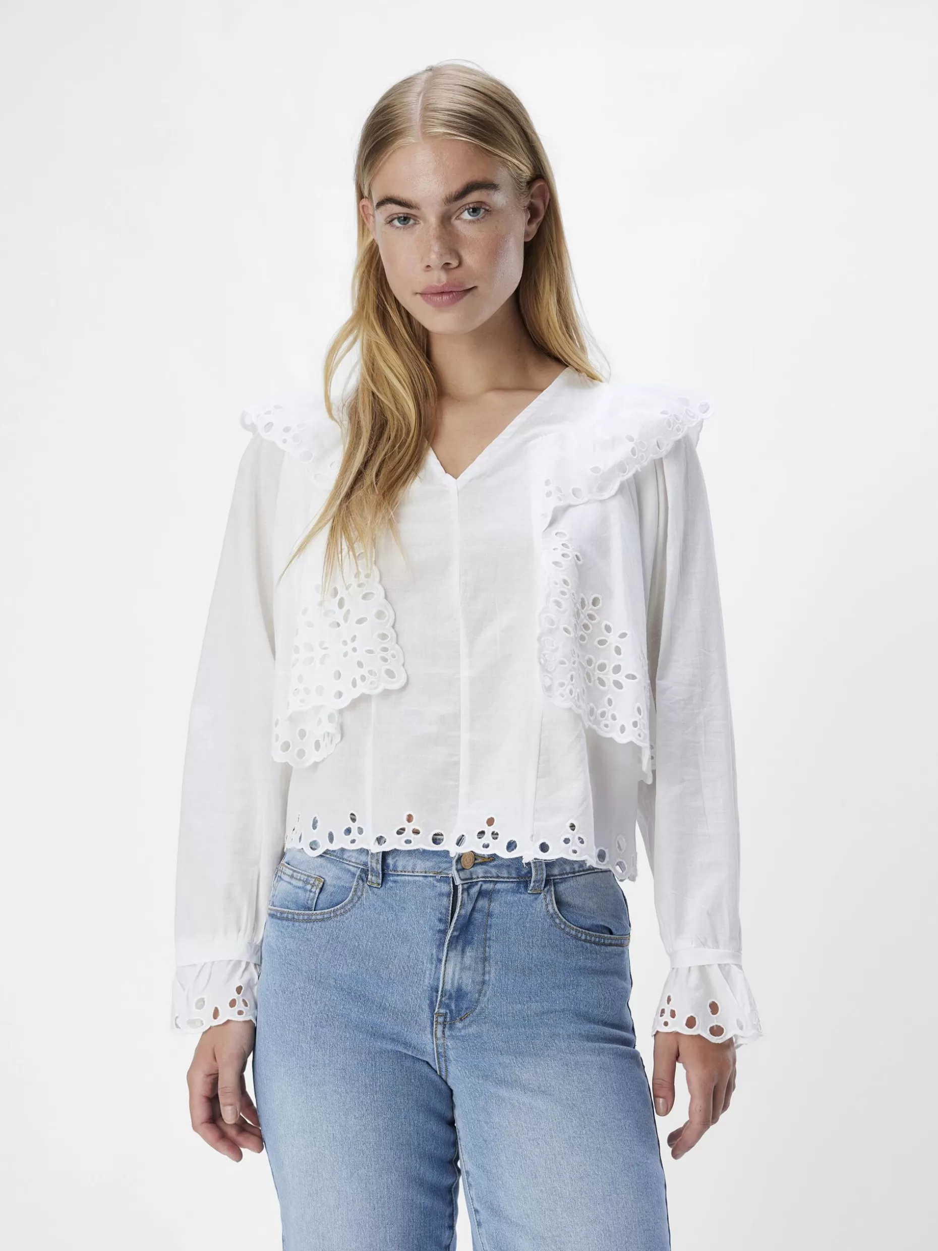 OBJECT BRODERIE ANGLAISE BLOUSE Cloud Dancer Flash Sale