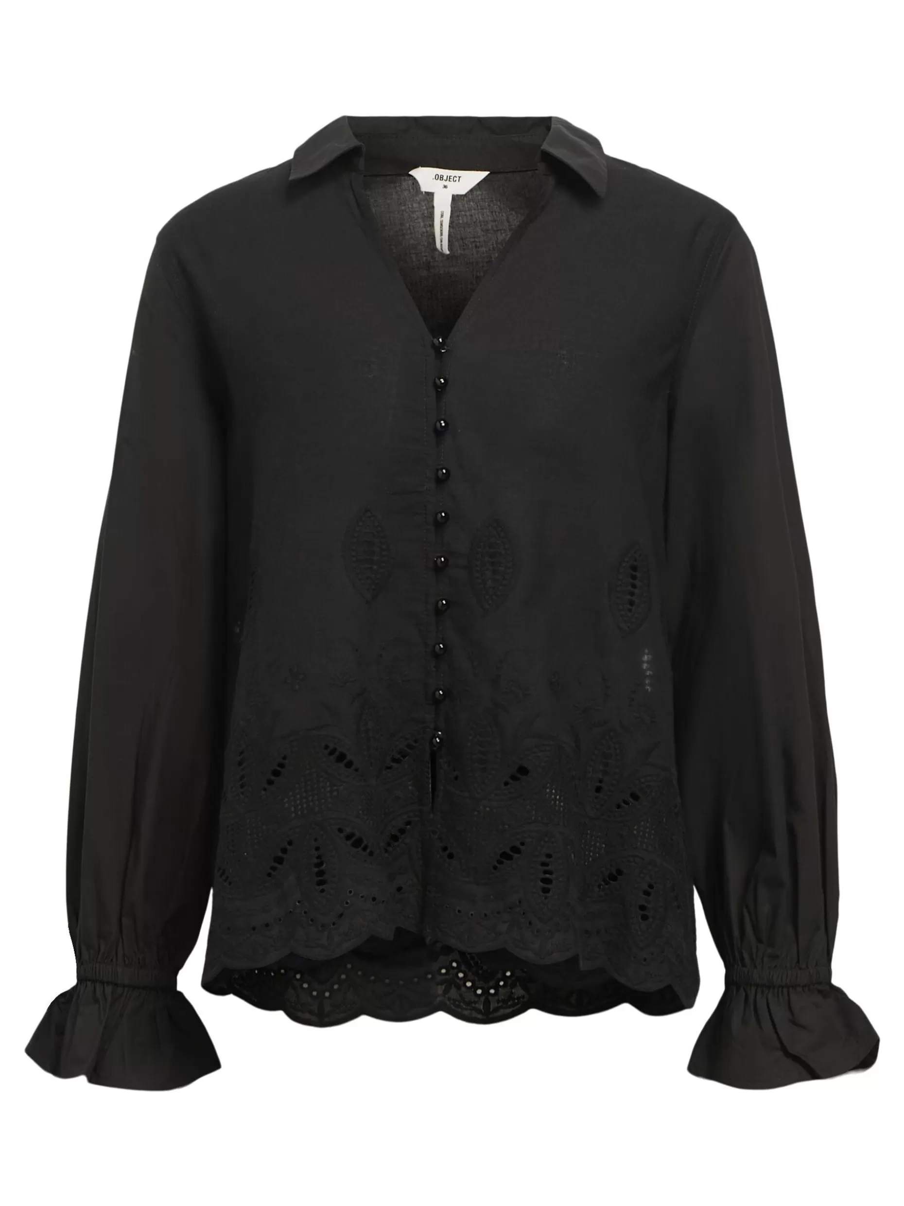 OBJECT BRODERIE ANGLAISE OVERHEMD Black Best Sale