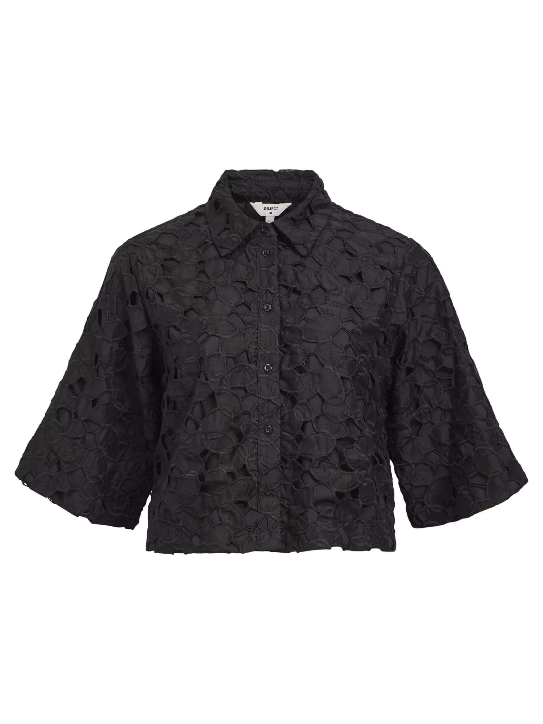 OBJECT BRODERIE ANGLAISE OVERHEMD Black Shop