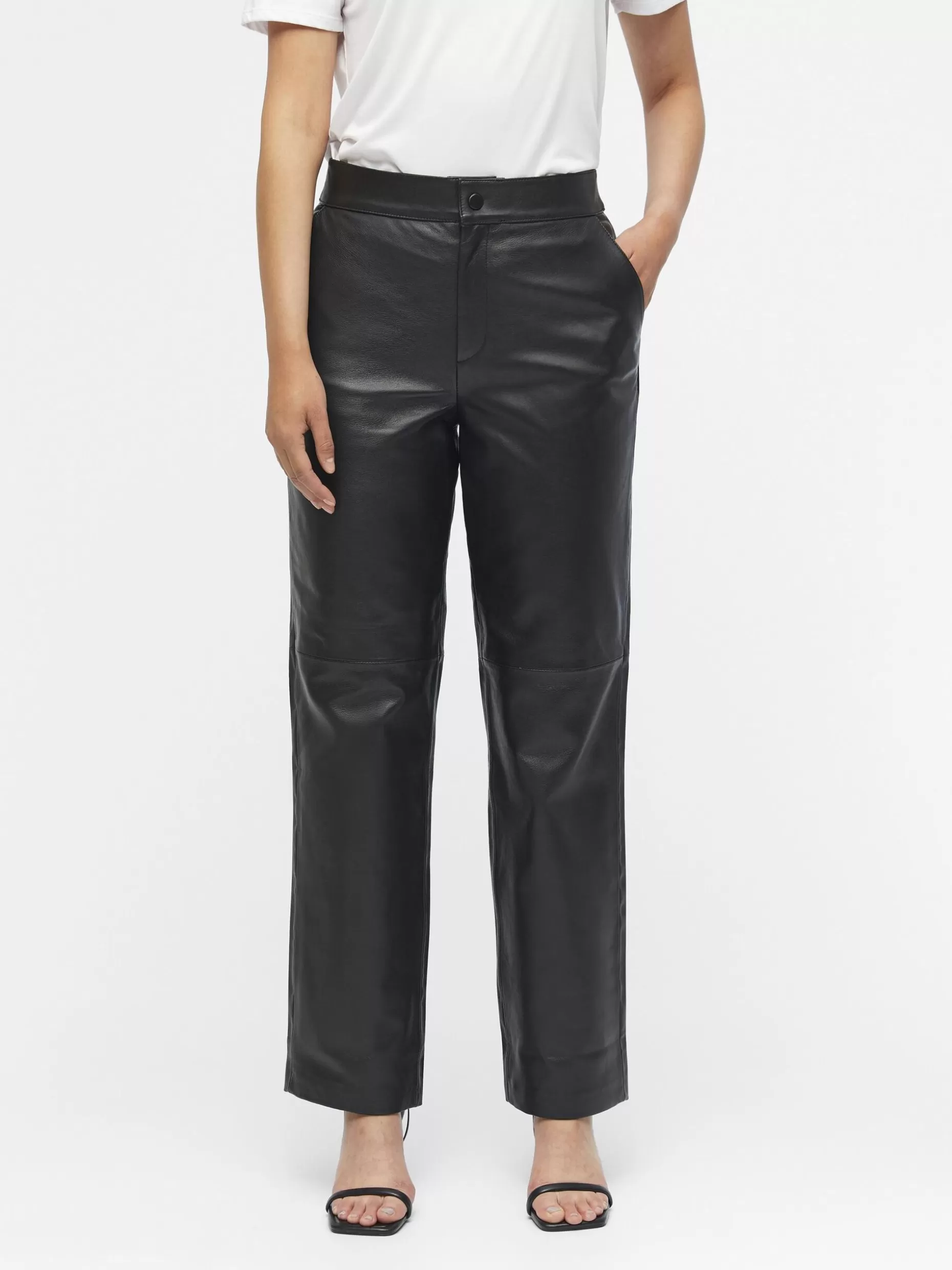 OBJECT CROPPED LEREN BROEK Black Shop