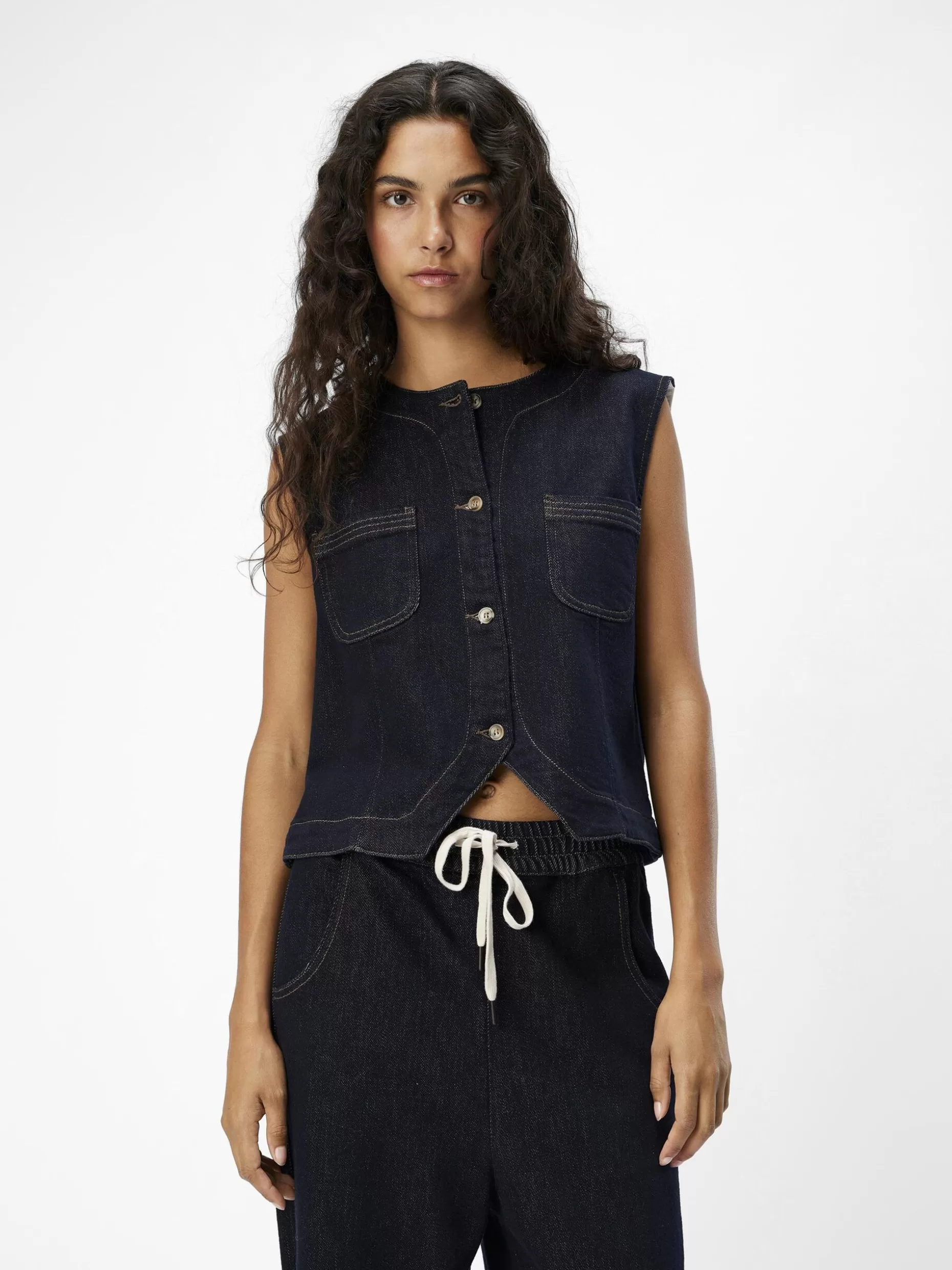 OBJECT DENIM GILET Dark Blue Denim Best