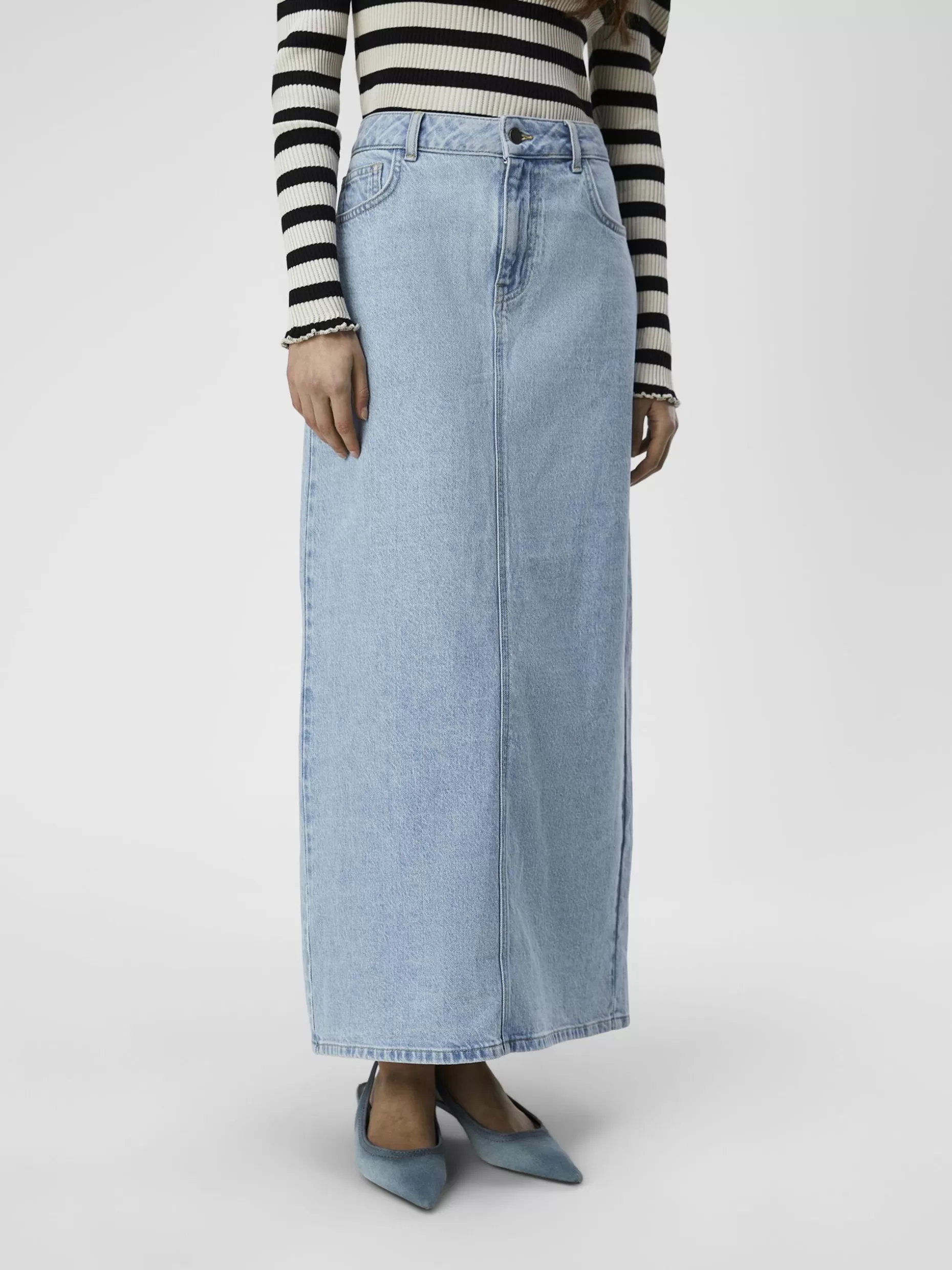 OBJECT DENIM MAXI ROK Light Blue Denim Discount