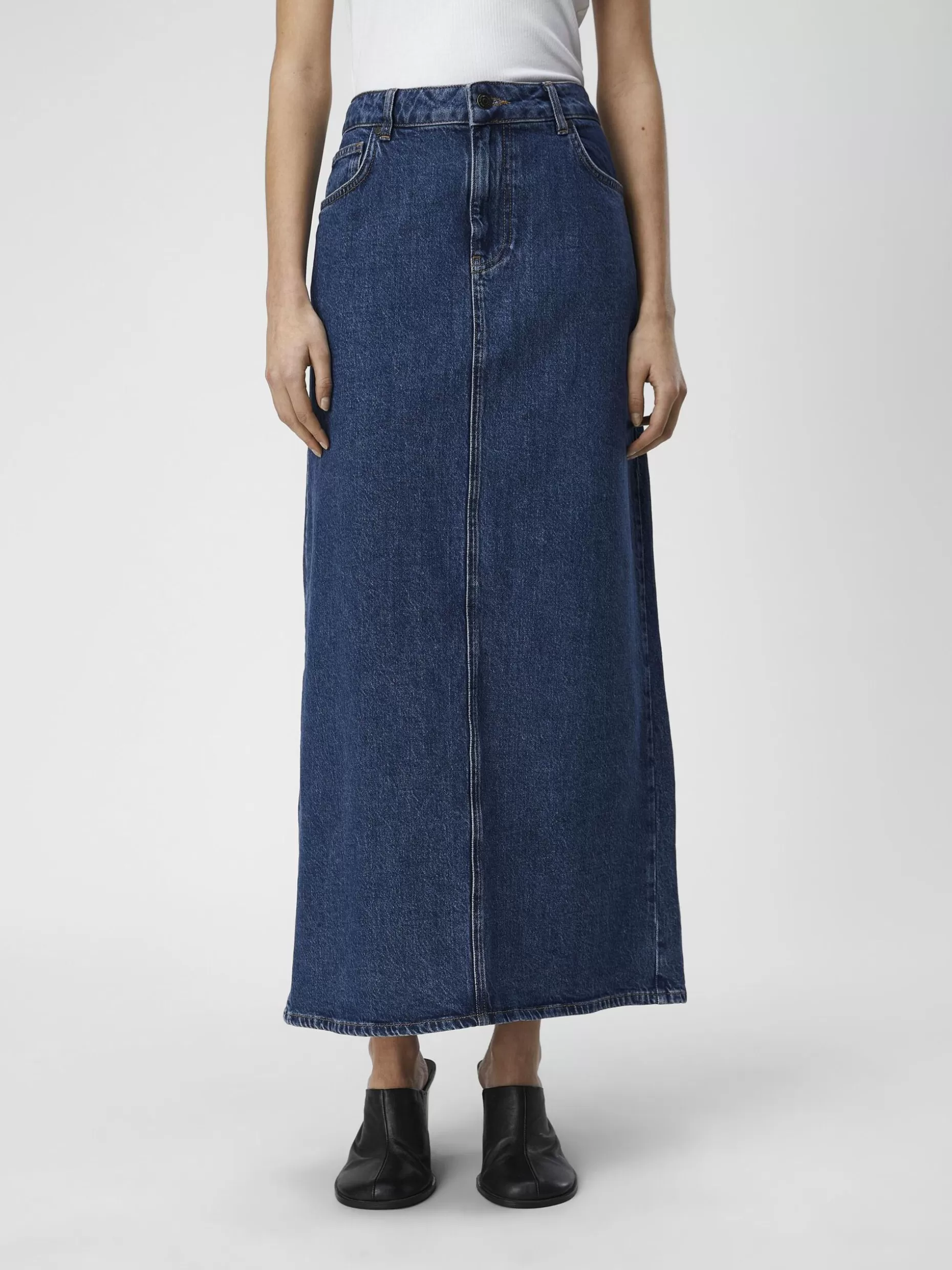 OBJECT DENIM MAXI ROK Medium Blue Denim Discount