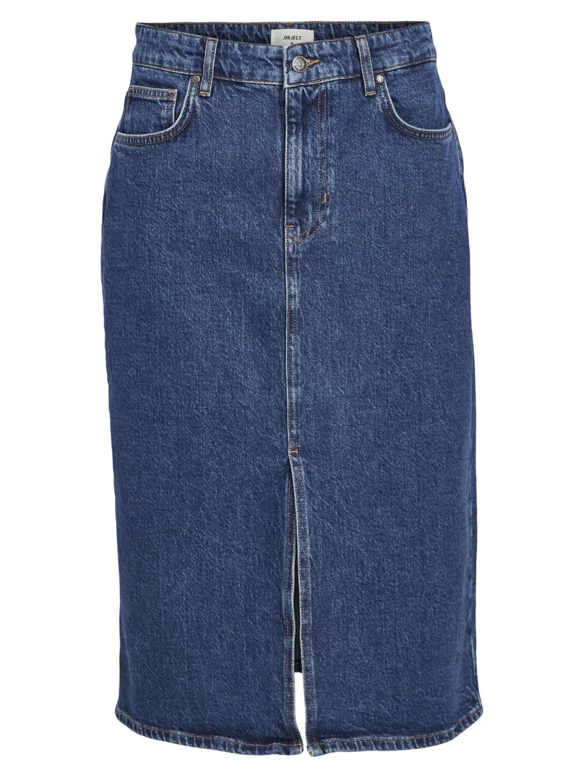 OBJECT DENIM MIDDELLANGE ROK Medium Blue Denim Sale