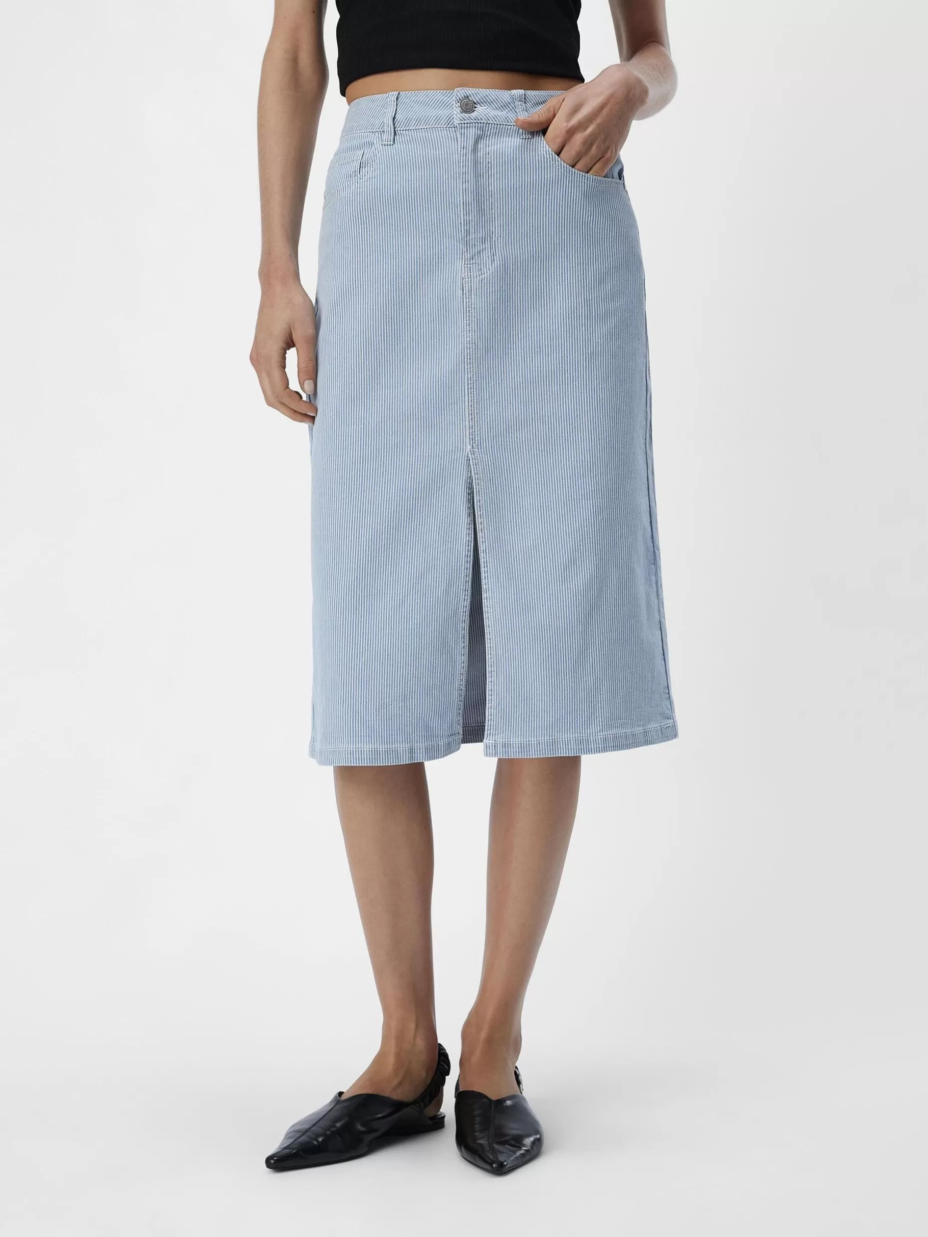 OBJECT DENIM MIDDELLANGE ROK Light Blue Denim Best Sale