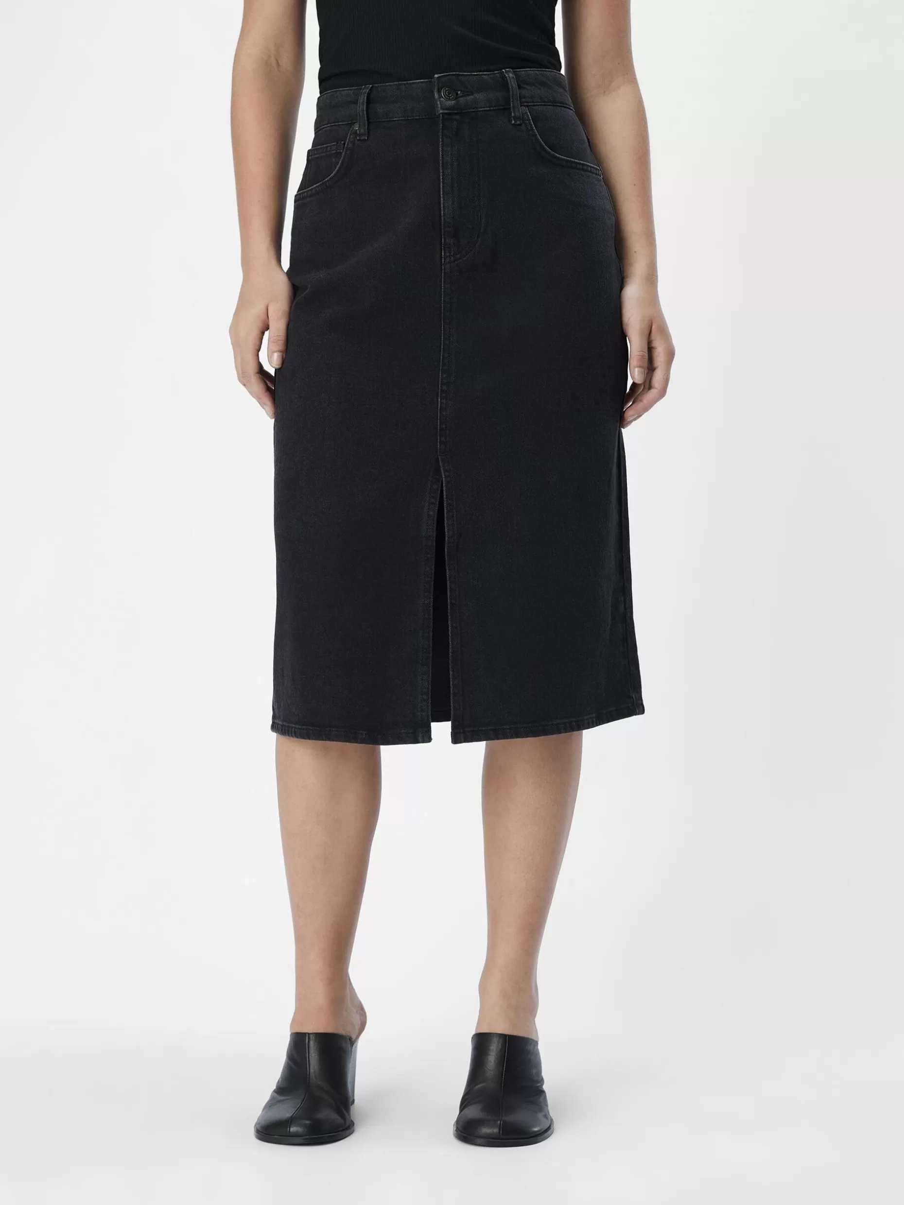 OBJECT DENIM MIDDELLANGE ROK Black Denim Outlet