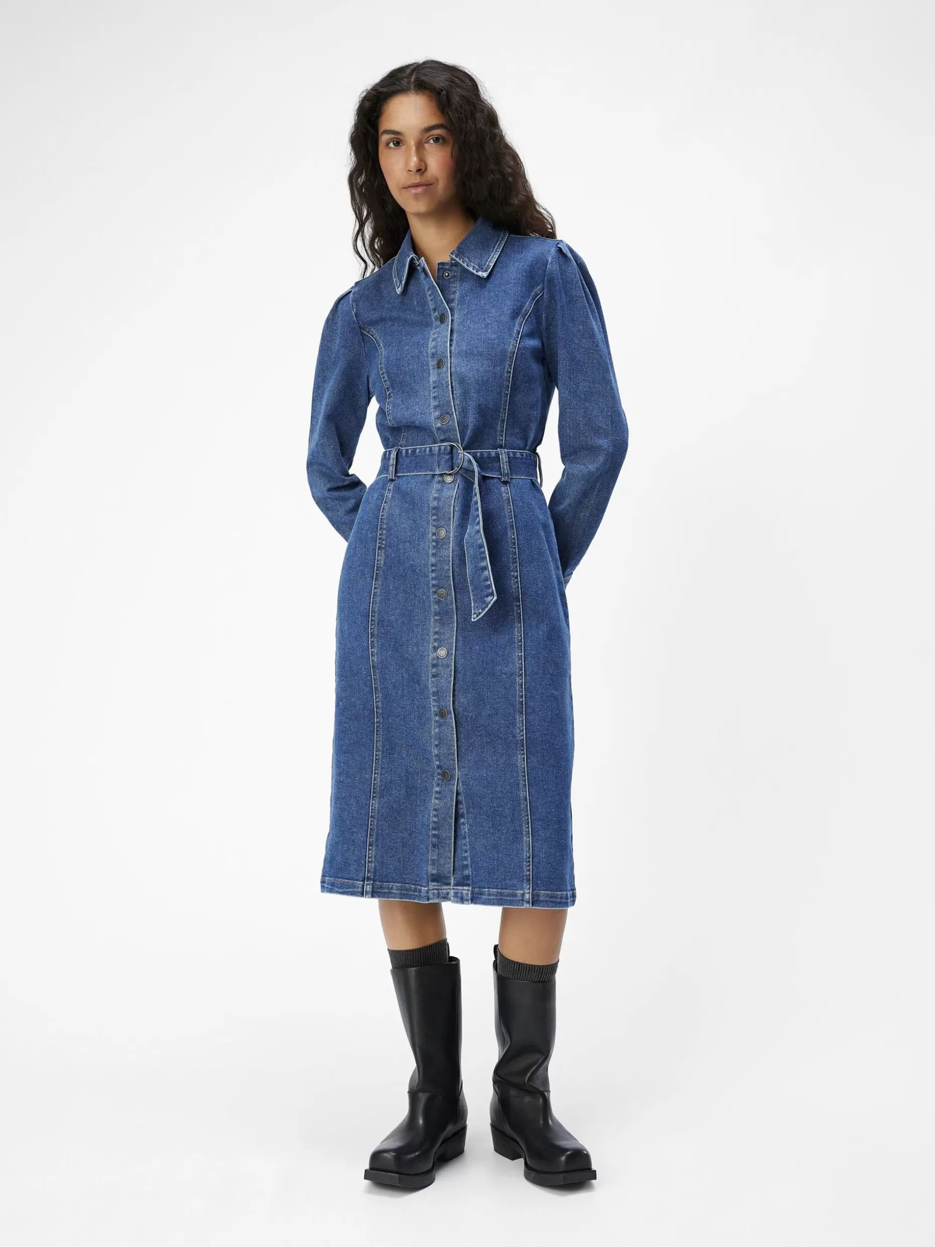 OBJECT DENIM MIDI JURK Medium Blue Denim Online