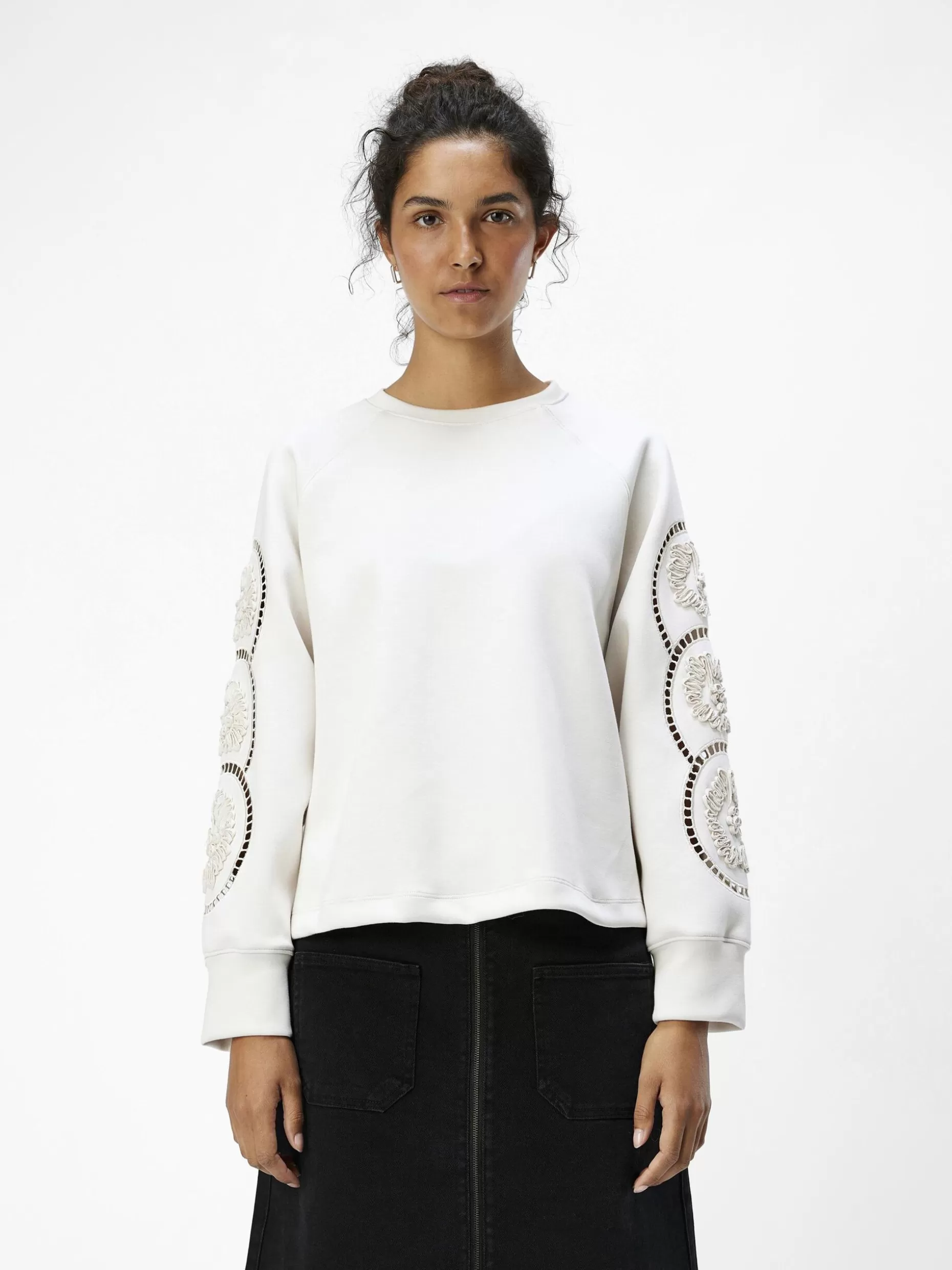 OBJECT GEBORDUURD SWEATSHIRT White Sand New