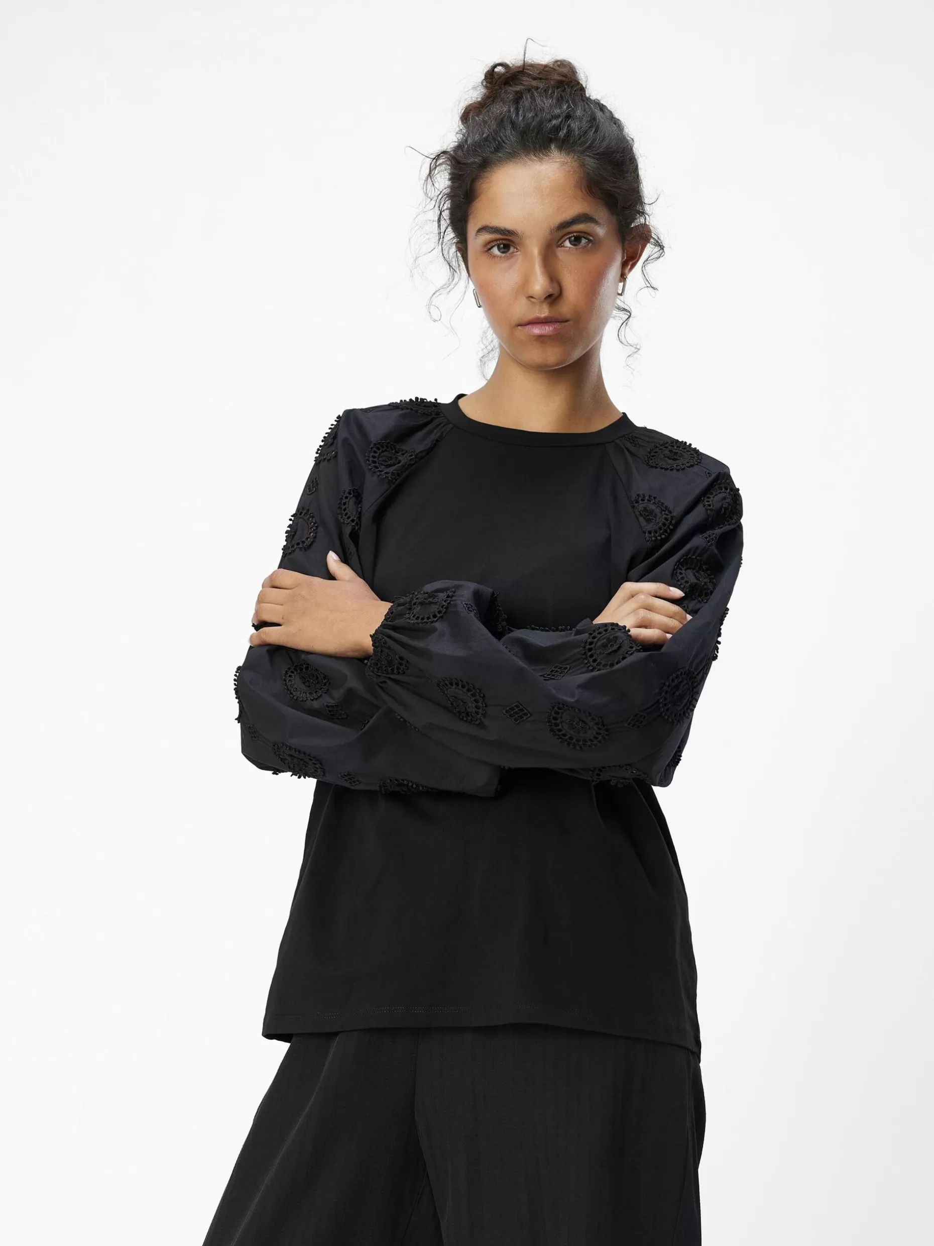 OBJECT GEBORDUURD TOP Black Cheap