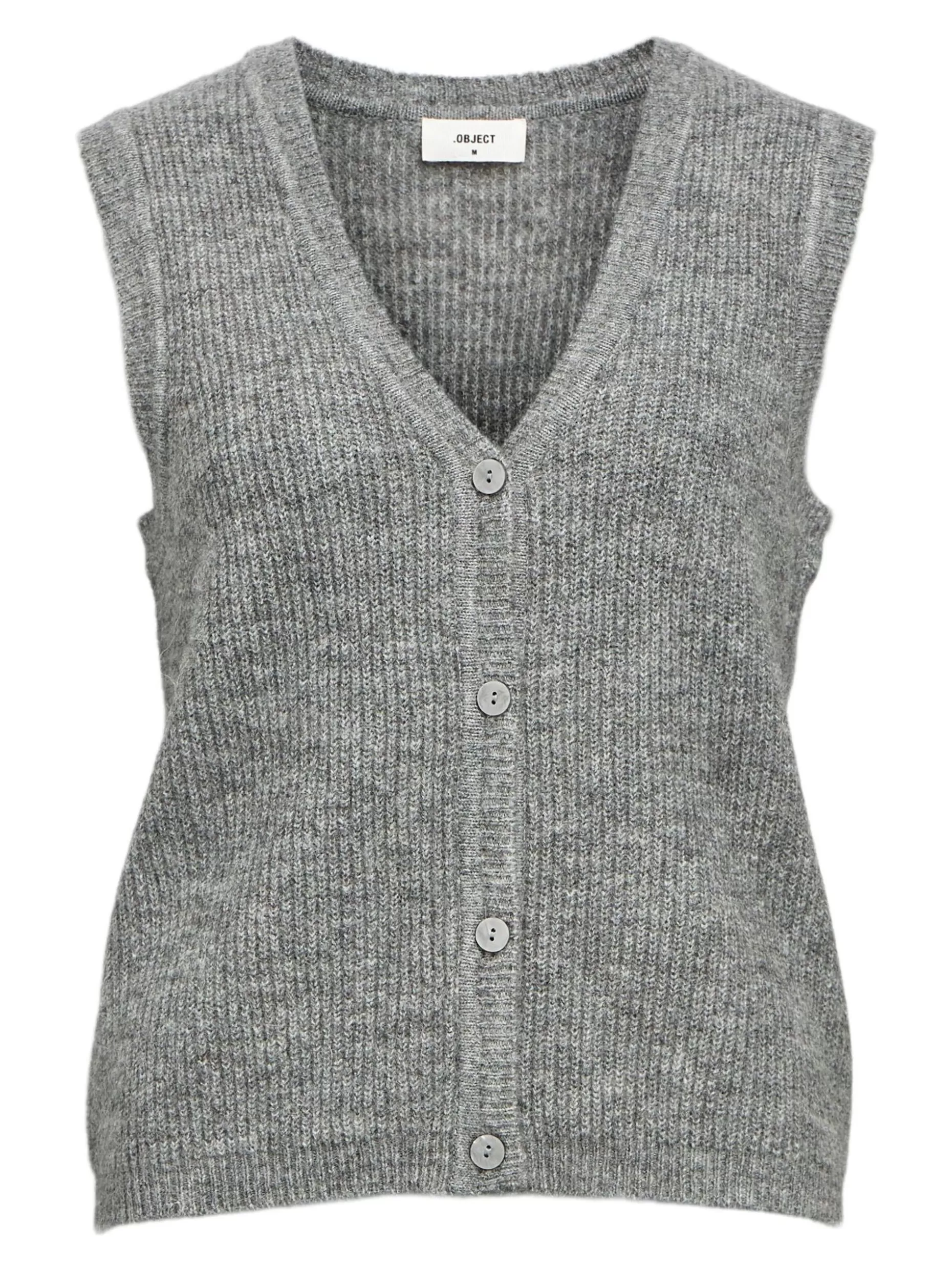 OBJECT GEBREID GILET Medium Grey Melange Best Sale