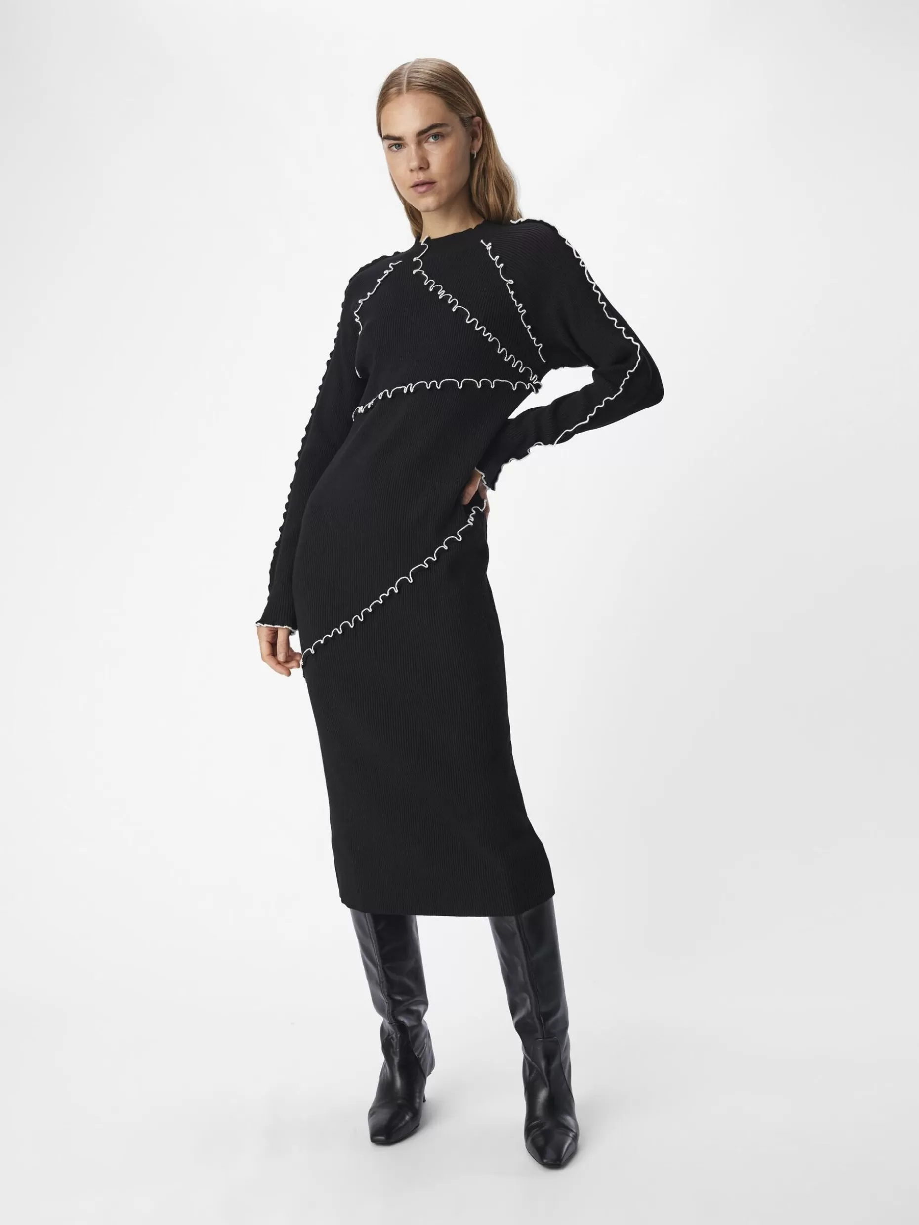 OBJECT GEBREID MAXI JURK Black Store