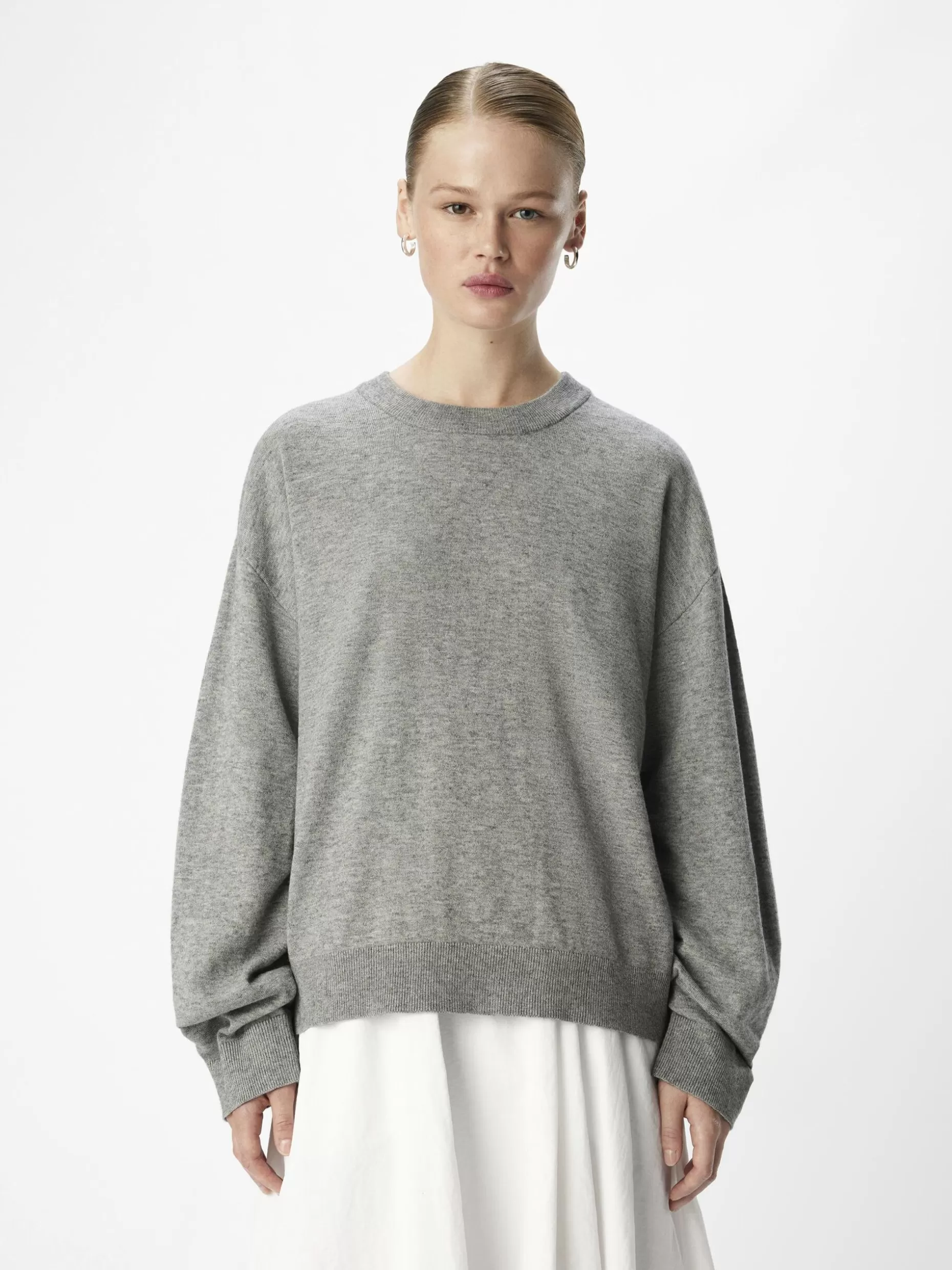 OBJECT GEBREID SWEATER Medium Grey Melange Online