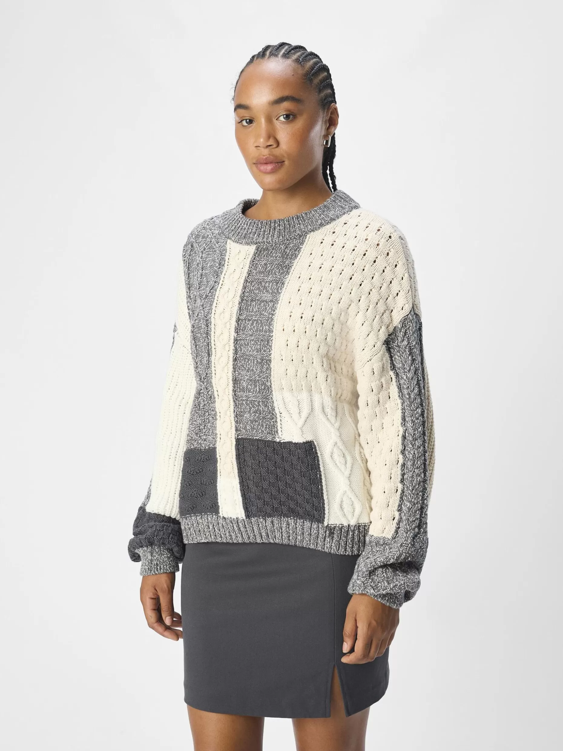 OBJECT GEBREIDE KABELS SWEATER White Sand Clearance