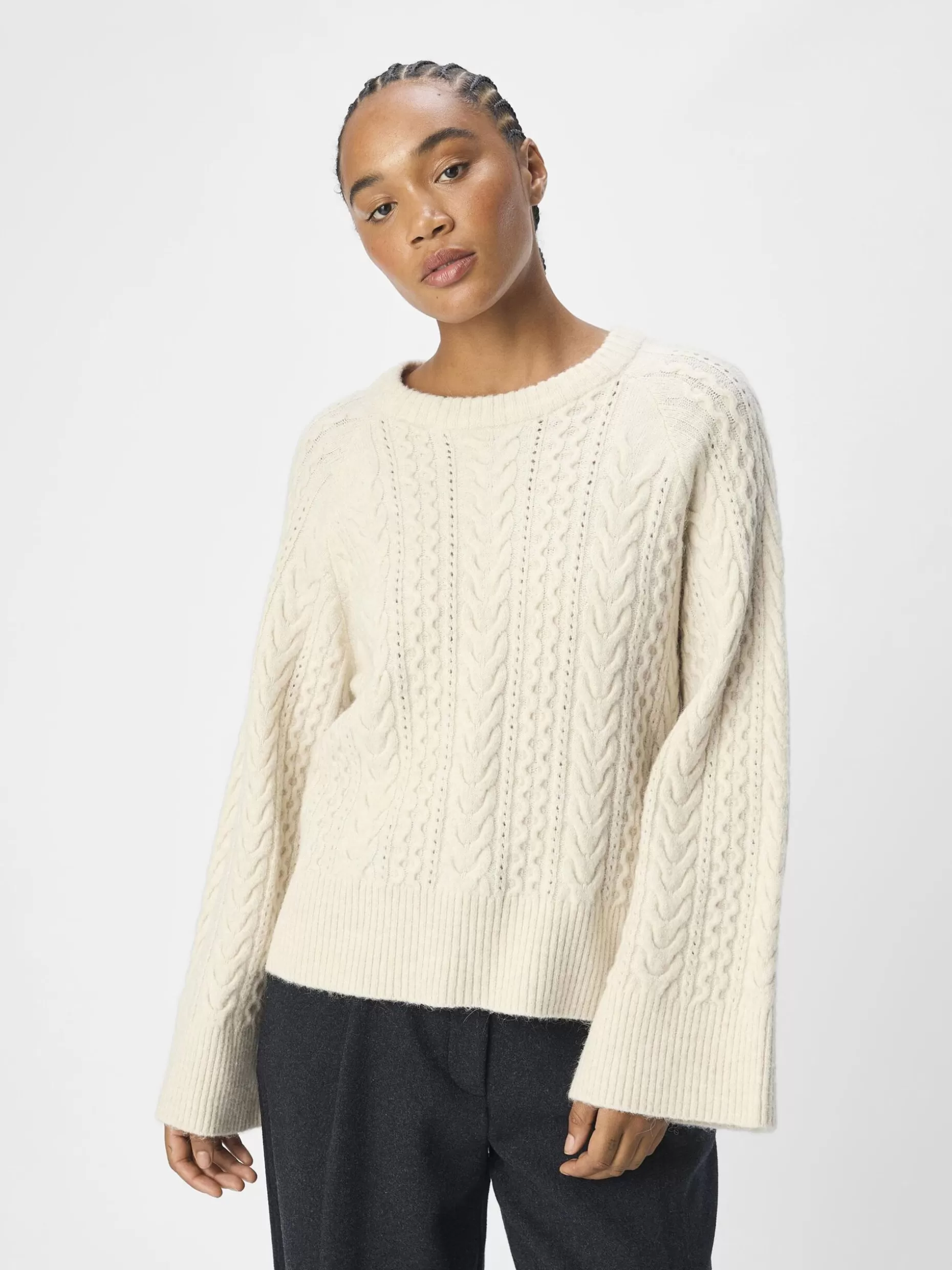 OBJECT GEBREIDE KABELS SWEATER White Sand Clearance