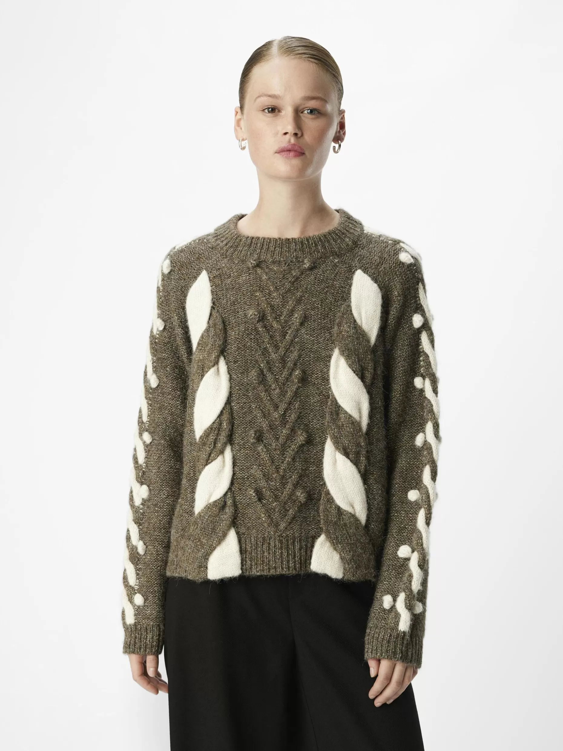 OBJECT GEBREIDE KABELS SWEATER Morel Hot