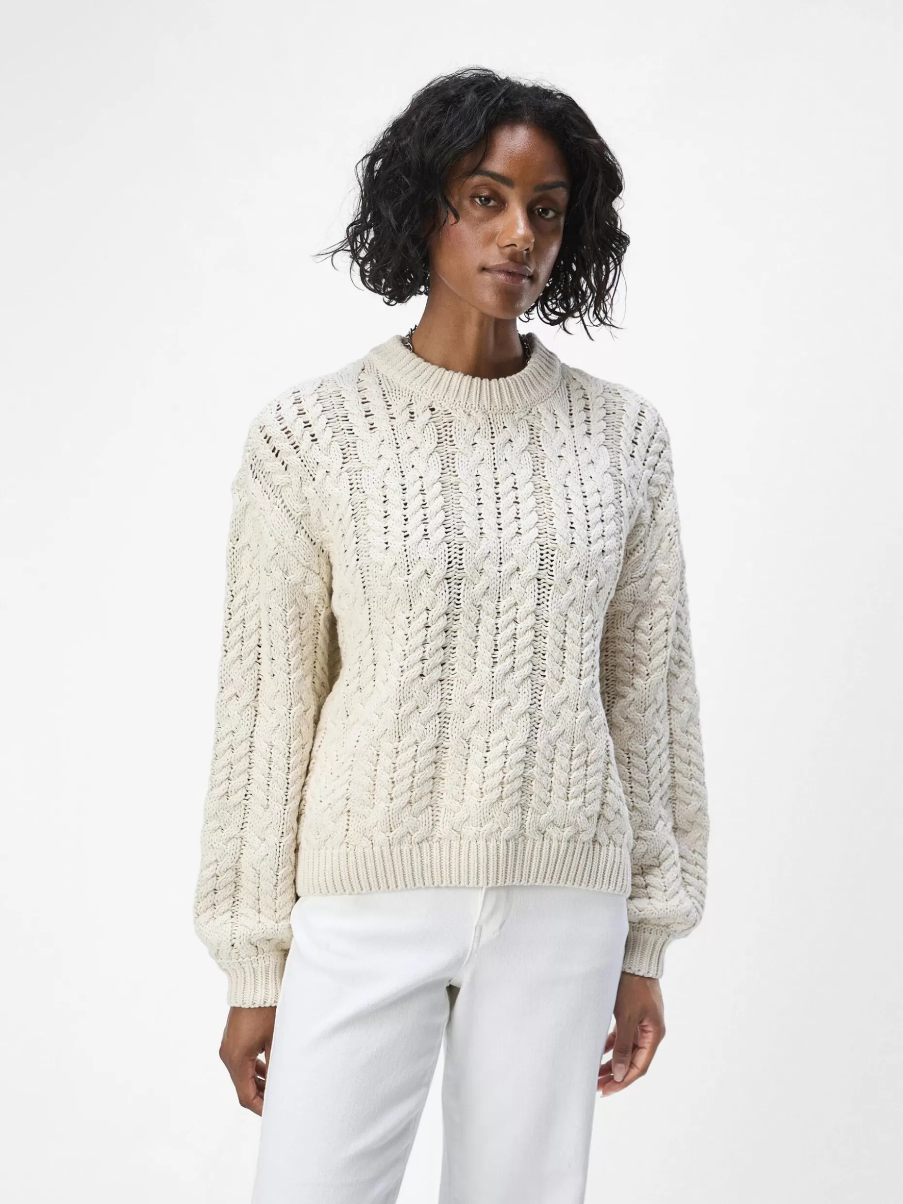 OBJECT GEBREIDE KABELS SWEATER White Sand Cheap