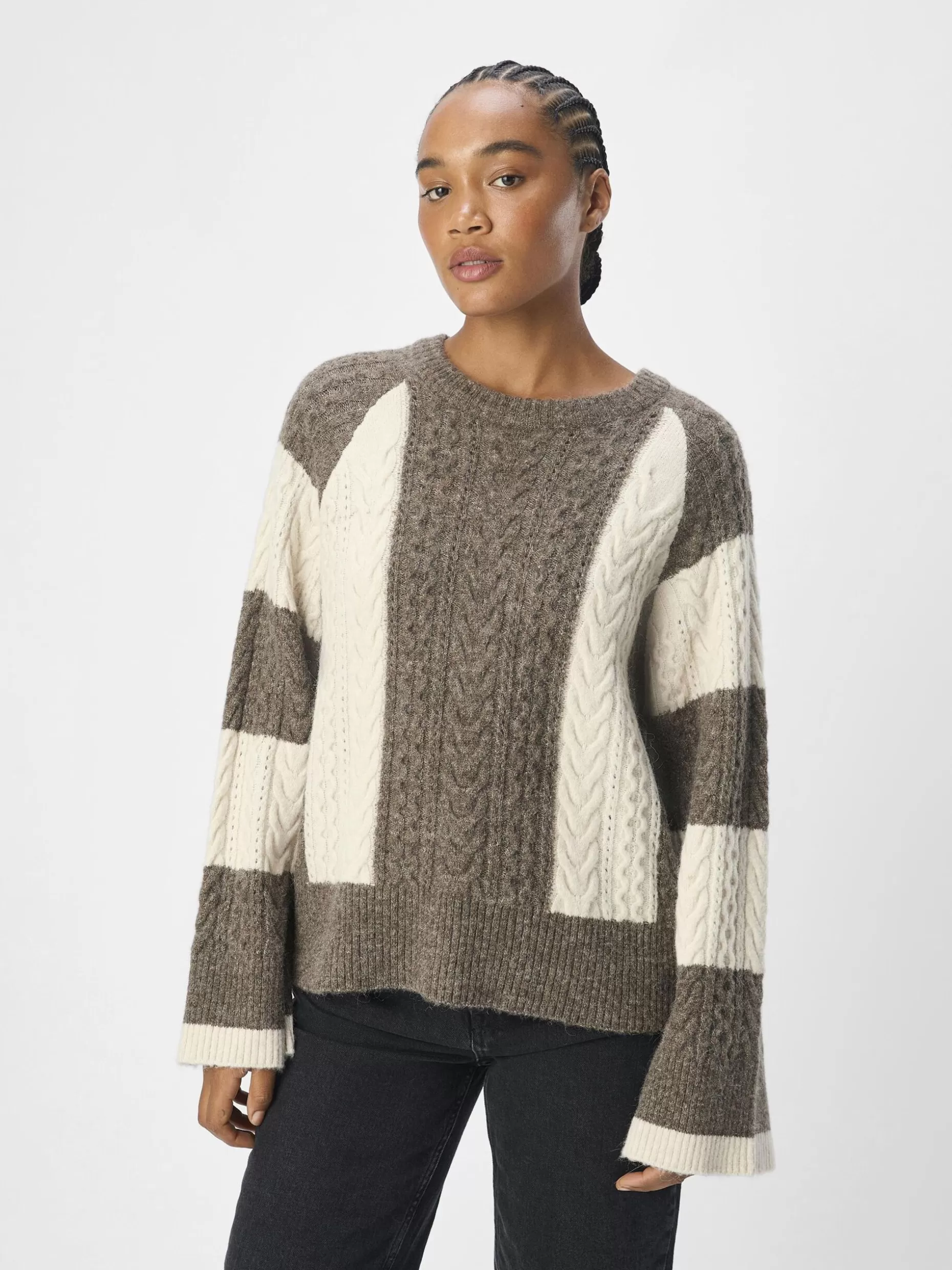 OBJECT GEBREIDE KABELS SWEATER Morel Hot