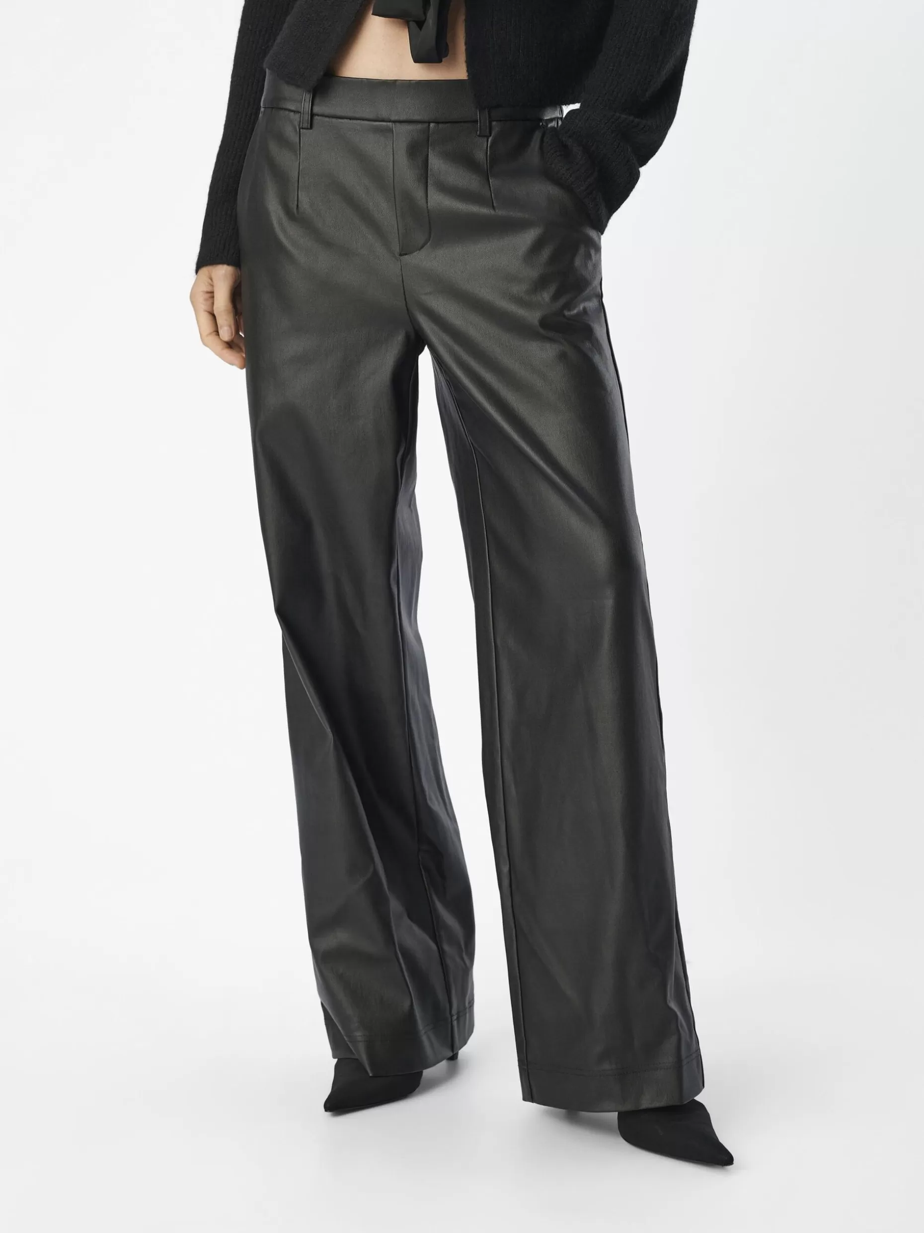 OBJECT GECOATE WIDE LEG BROEK Black Sale