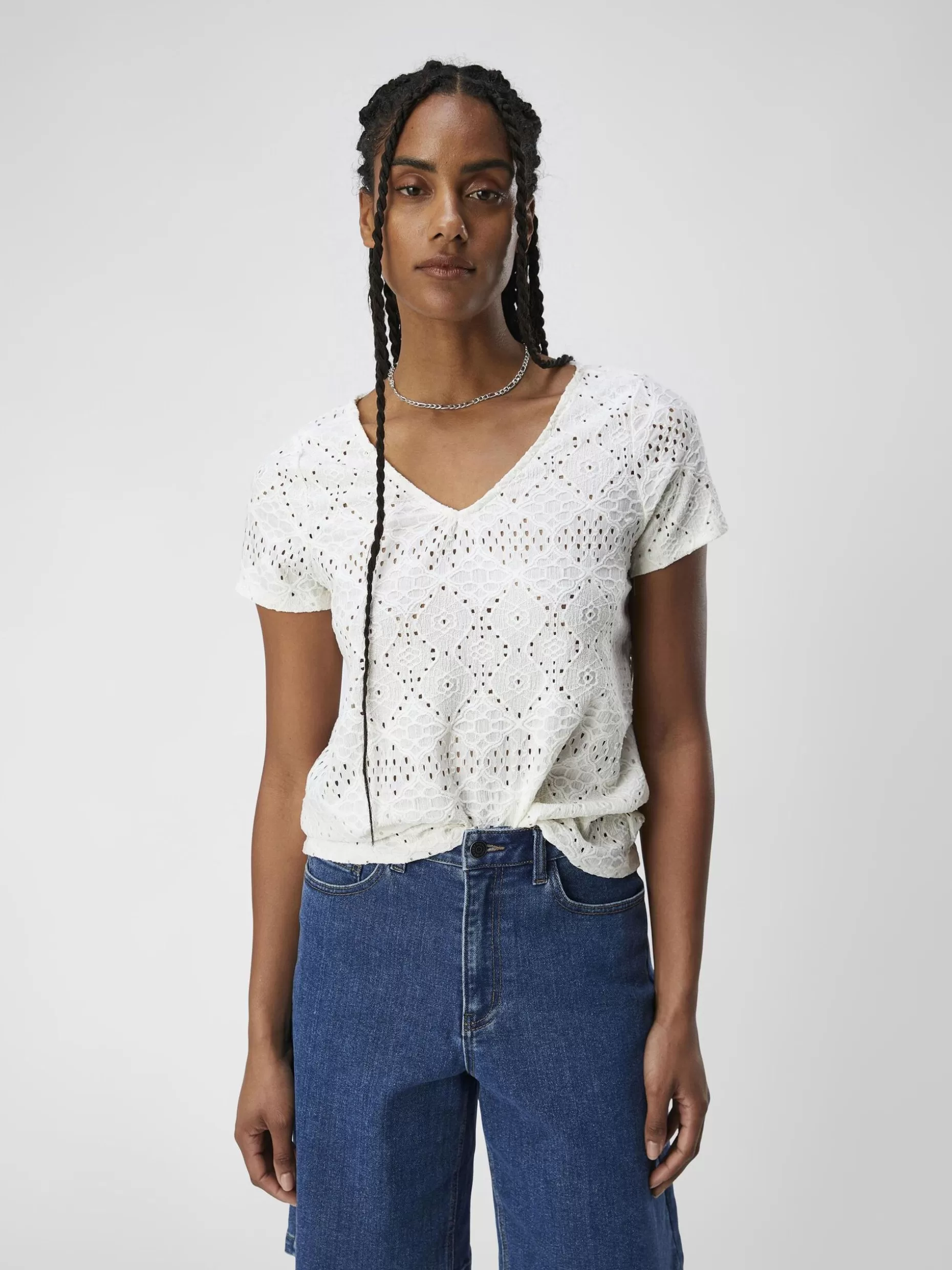 OBJECT GEDETAILLEERD BLOUSE MET V-HALS Cloud Dancer Cheap