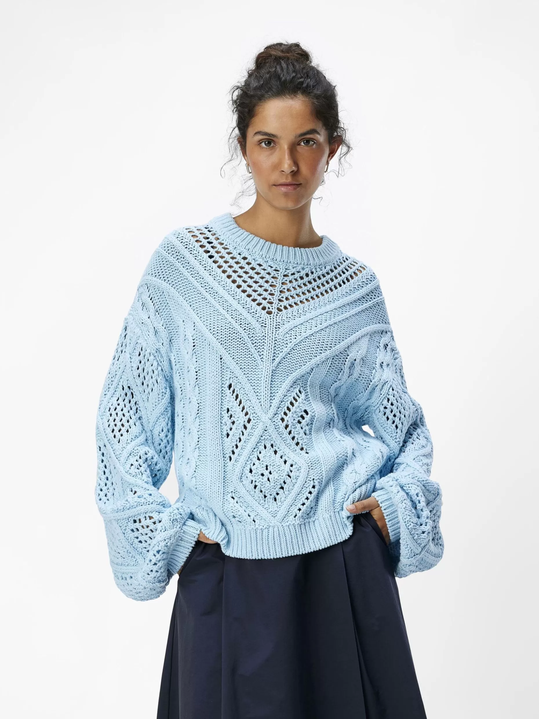 OBJECT GEDETAILLEERD SWEATER Airy Blue Hot