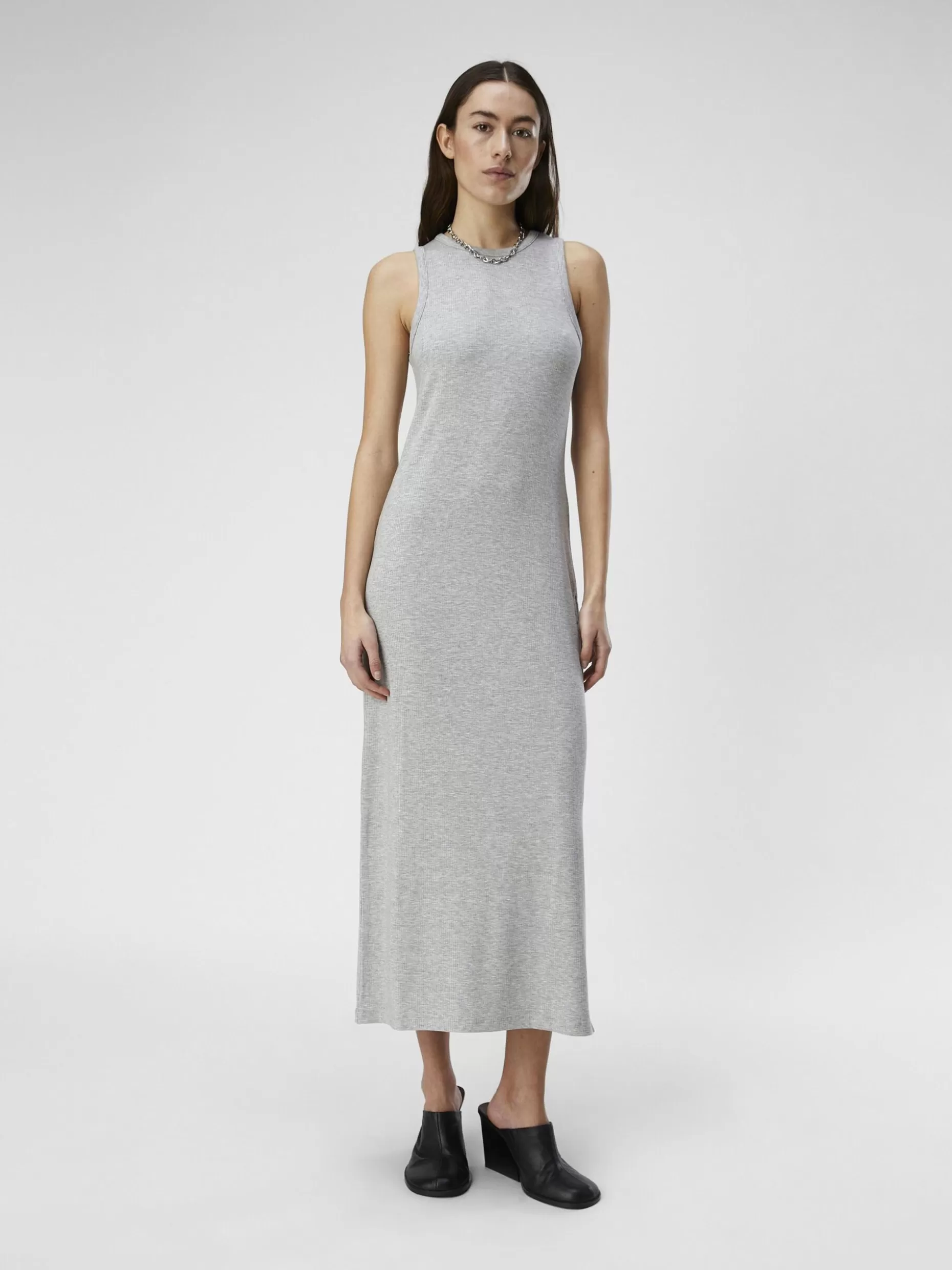 OBJECT GERIBBELD MAXI JURK Light Grey Melange Online