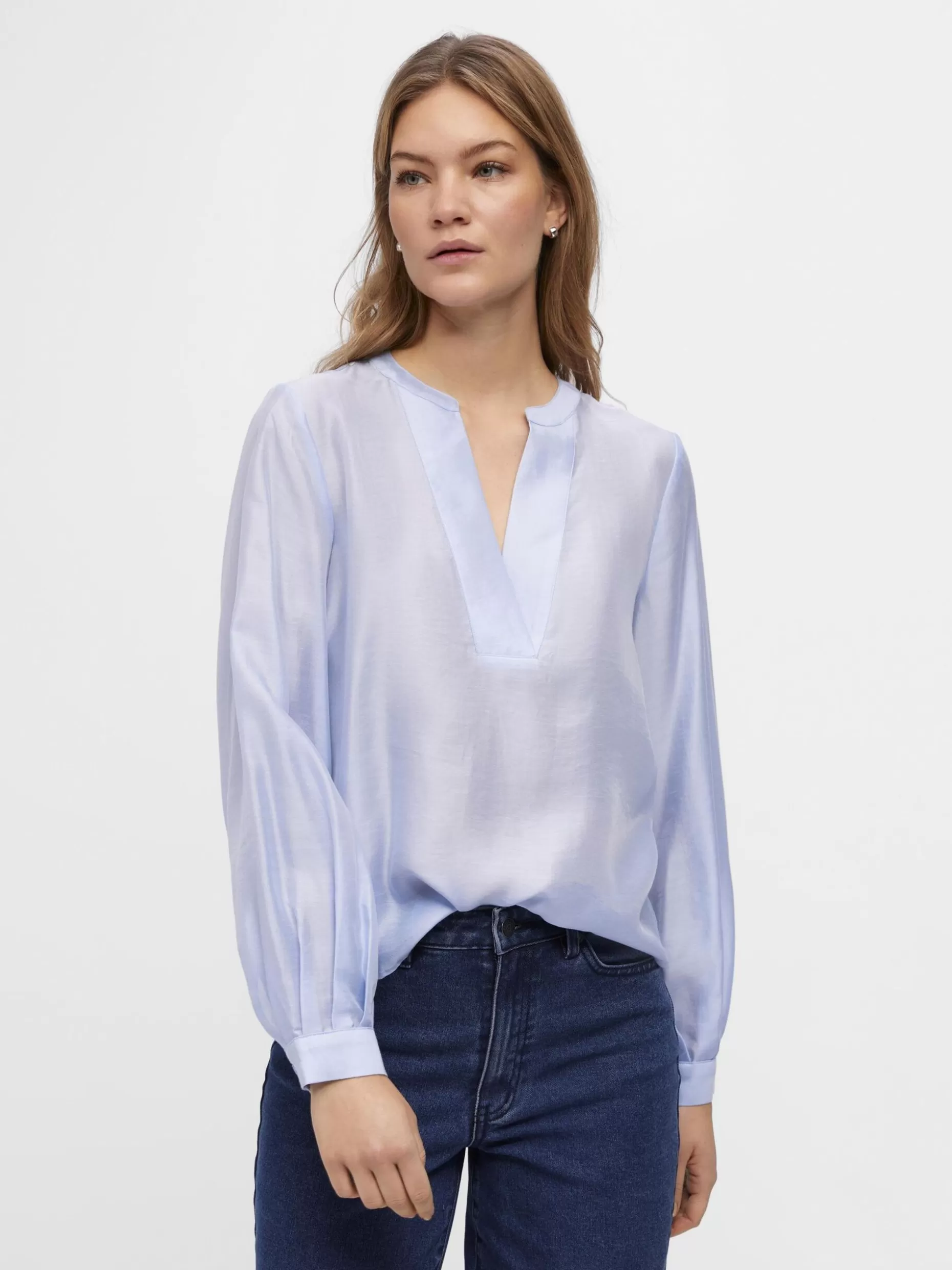 OBJECT GLANZEND BLOUSE Brunnera Blue Discount