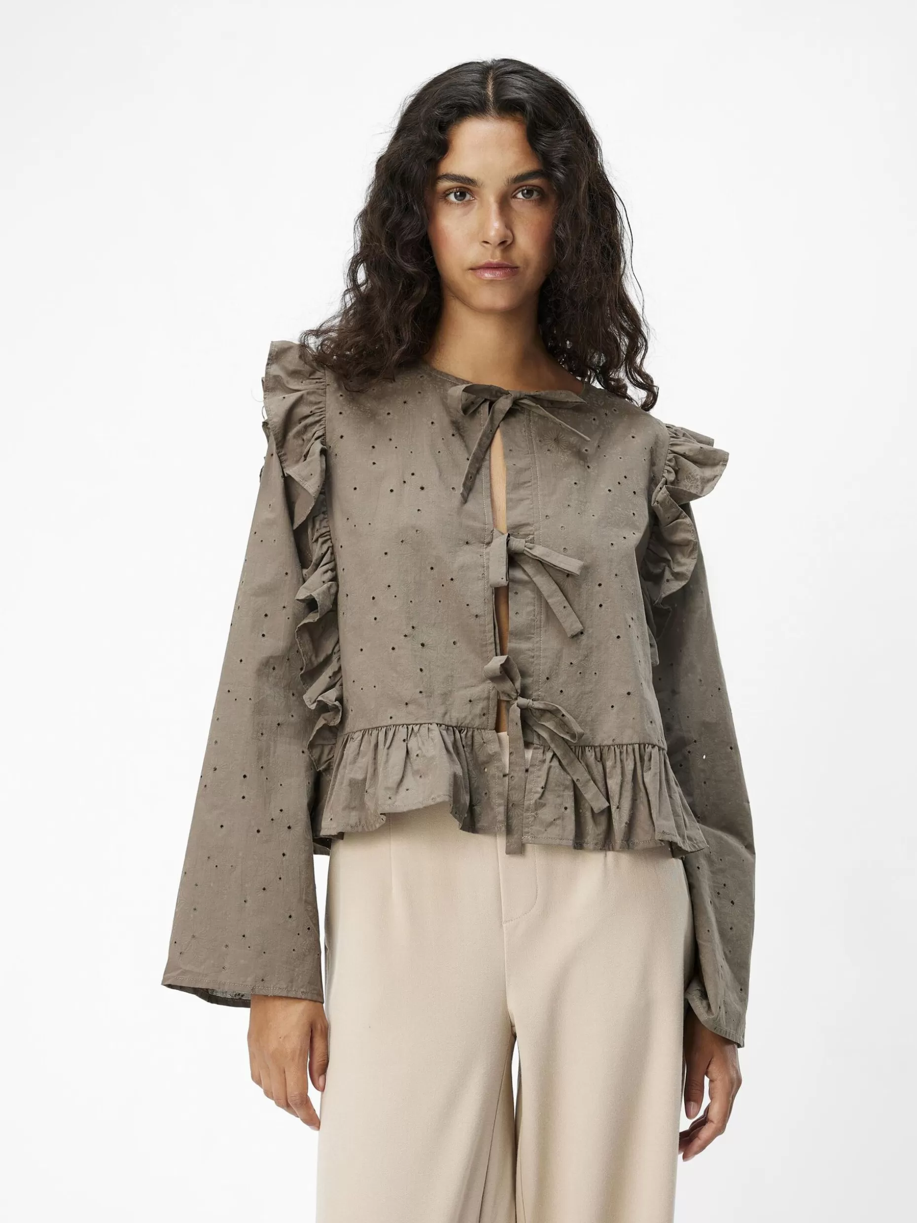 OBJECT JACQUARD BLOUSE Morel Fashion