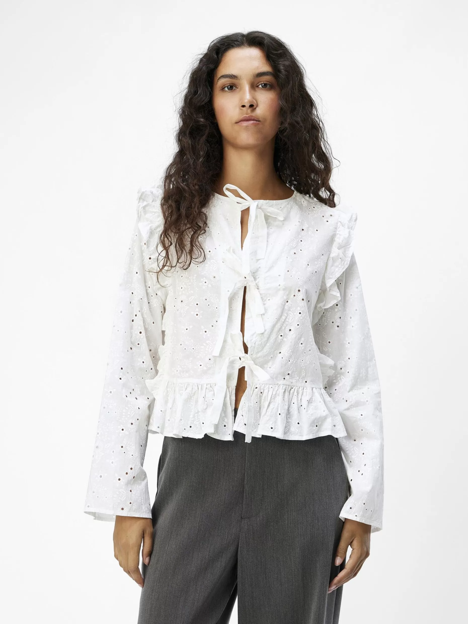 OBJECT JACQUARD BLOUSE Cloud Dancer Cheap