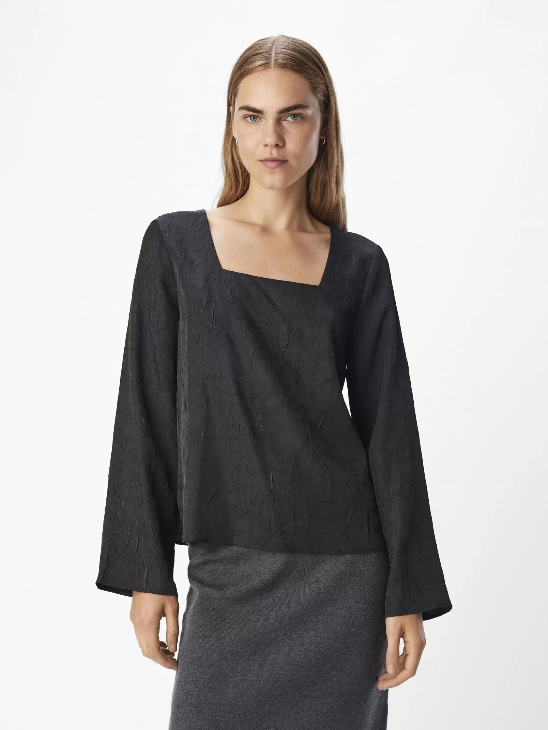 OBJECT JACQUARD TOP Black Discount