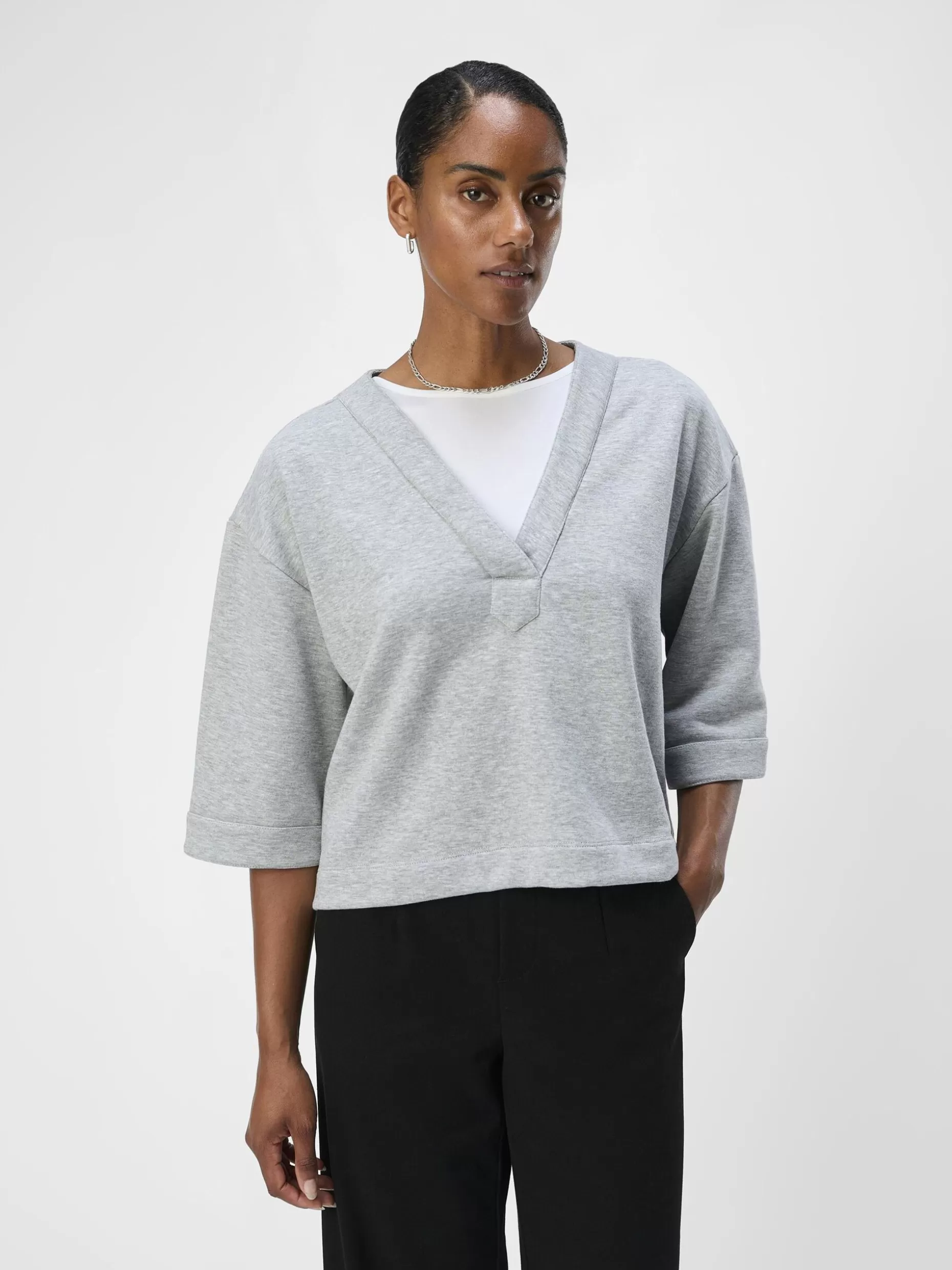 OBJECT KORTE MOUWEN SWEATSHIRT Light Grey Melange Online