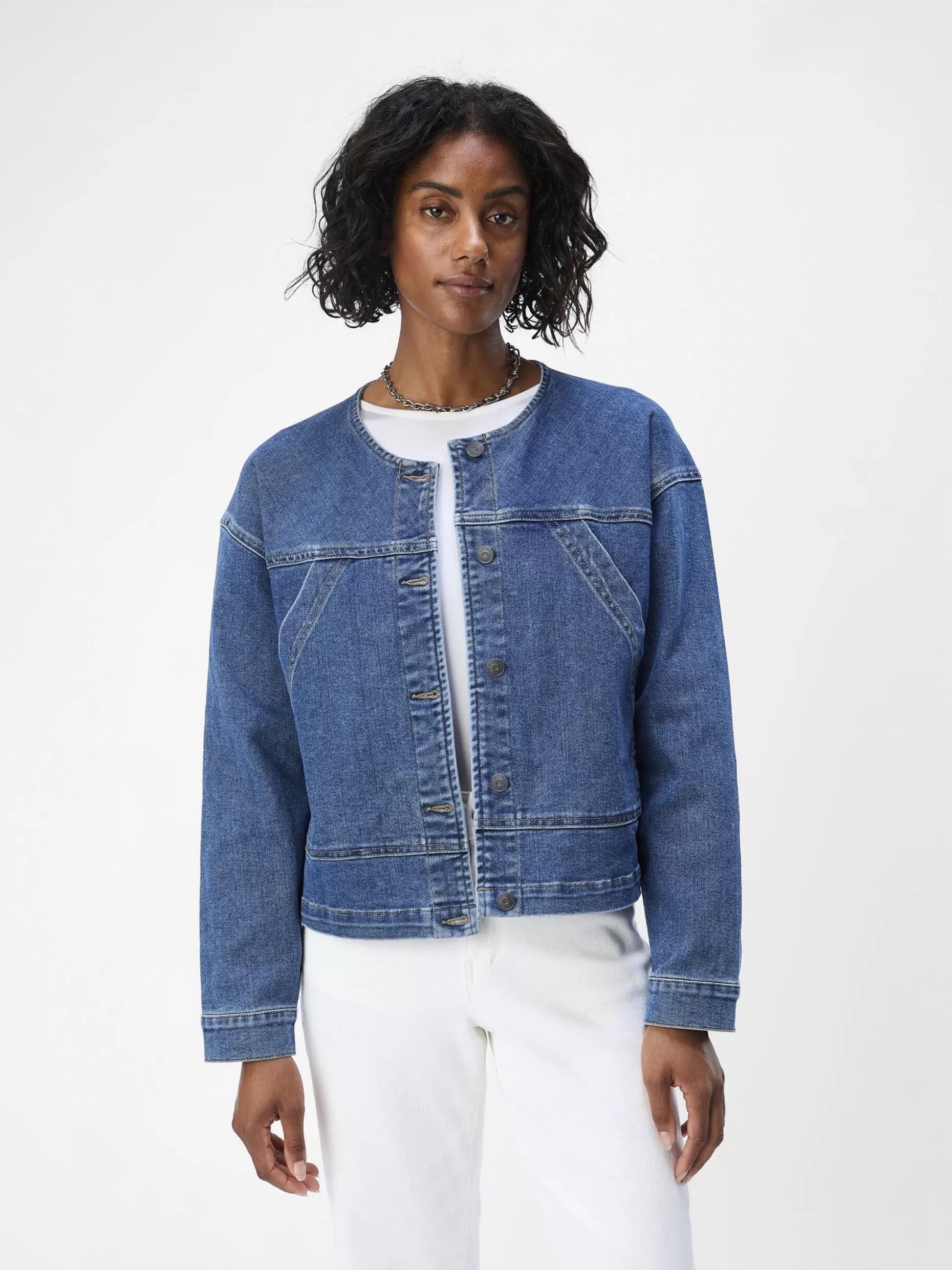 OBJECT KORTE SPIJKERJAS Medium Blue Denim Best