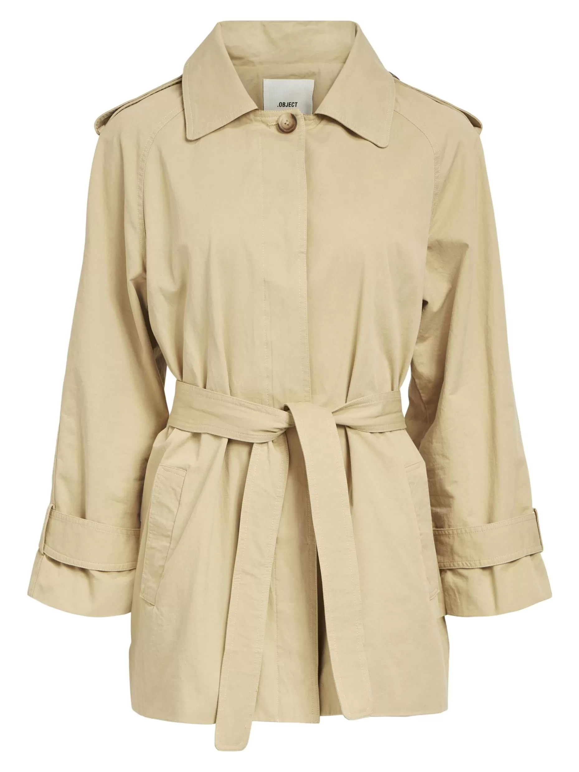 OBJECT KORTE TRENCHCOAT Humus Fashion