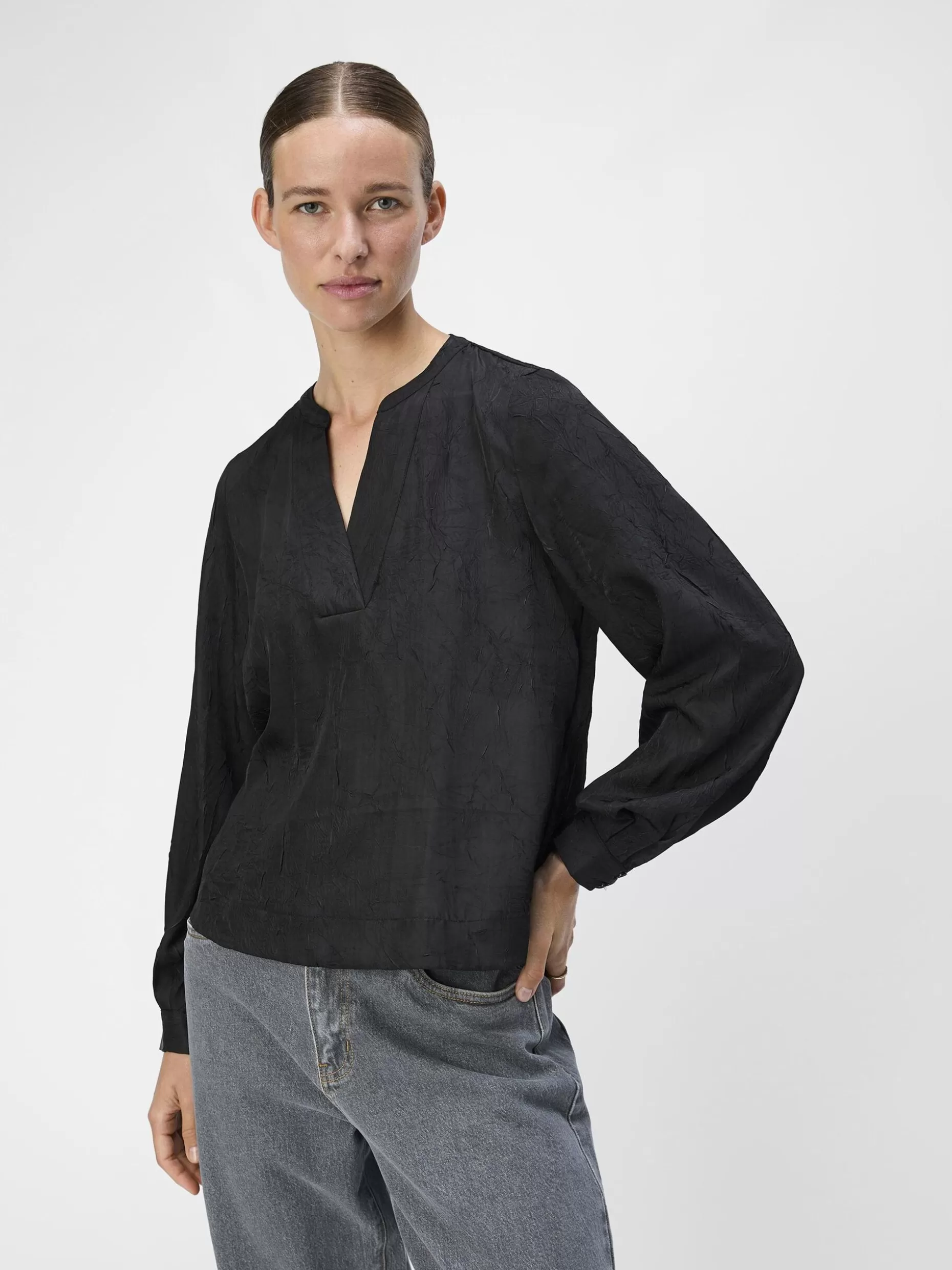 OBJECT KREUKEN BLOUSE Black Cheap