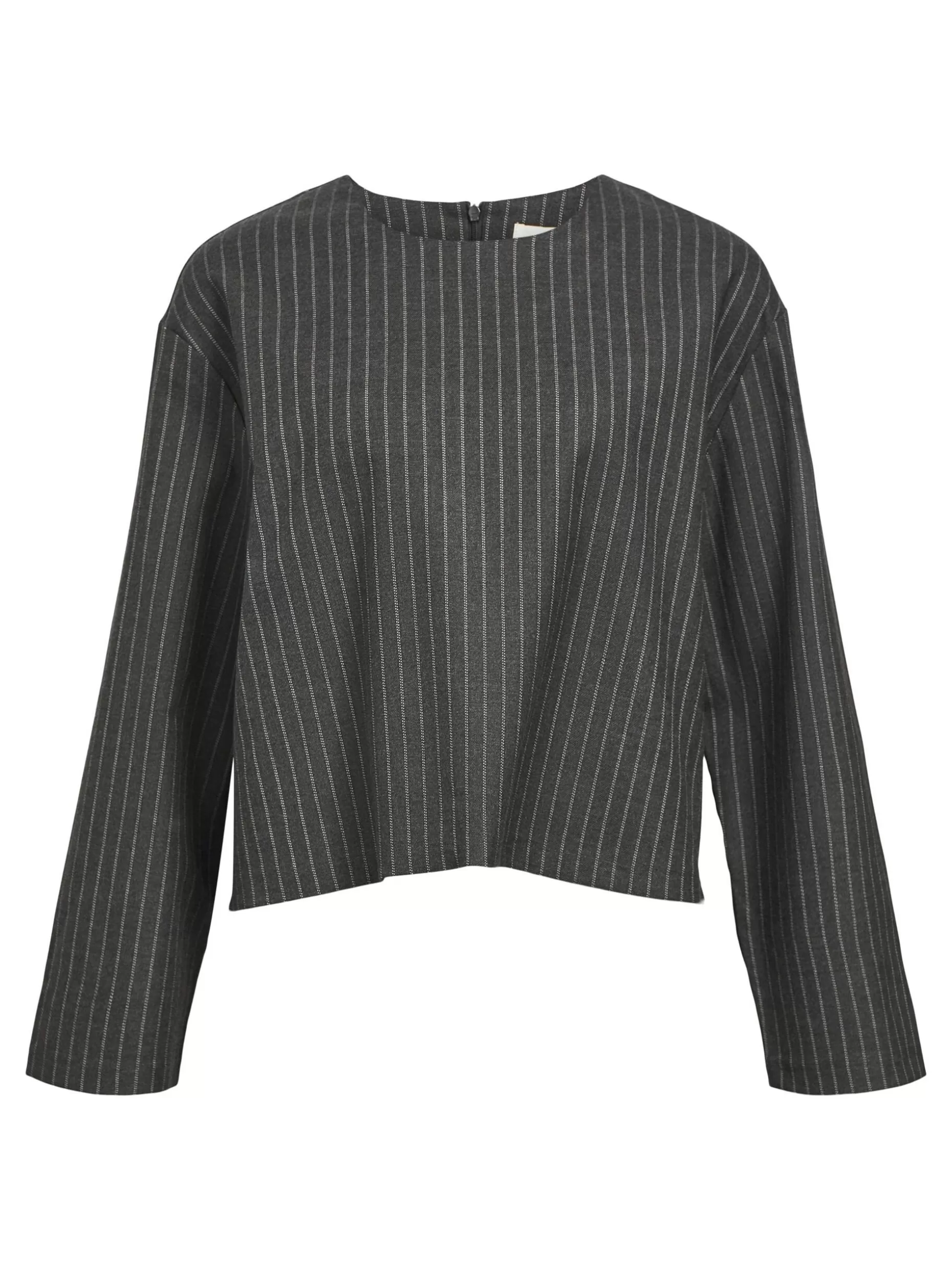 OBJECT KRIJTSTREEP TOP Dark Grey Melange Best Sale