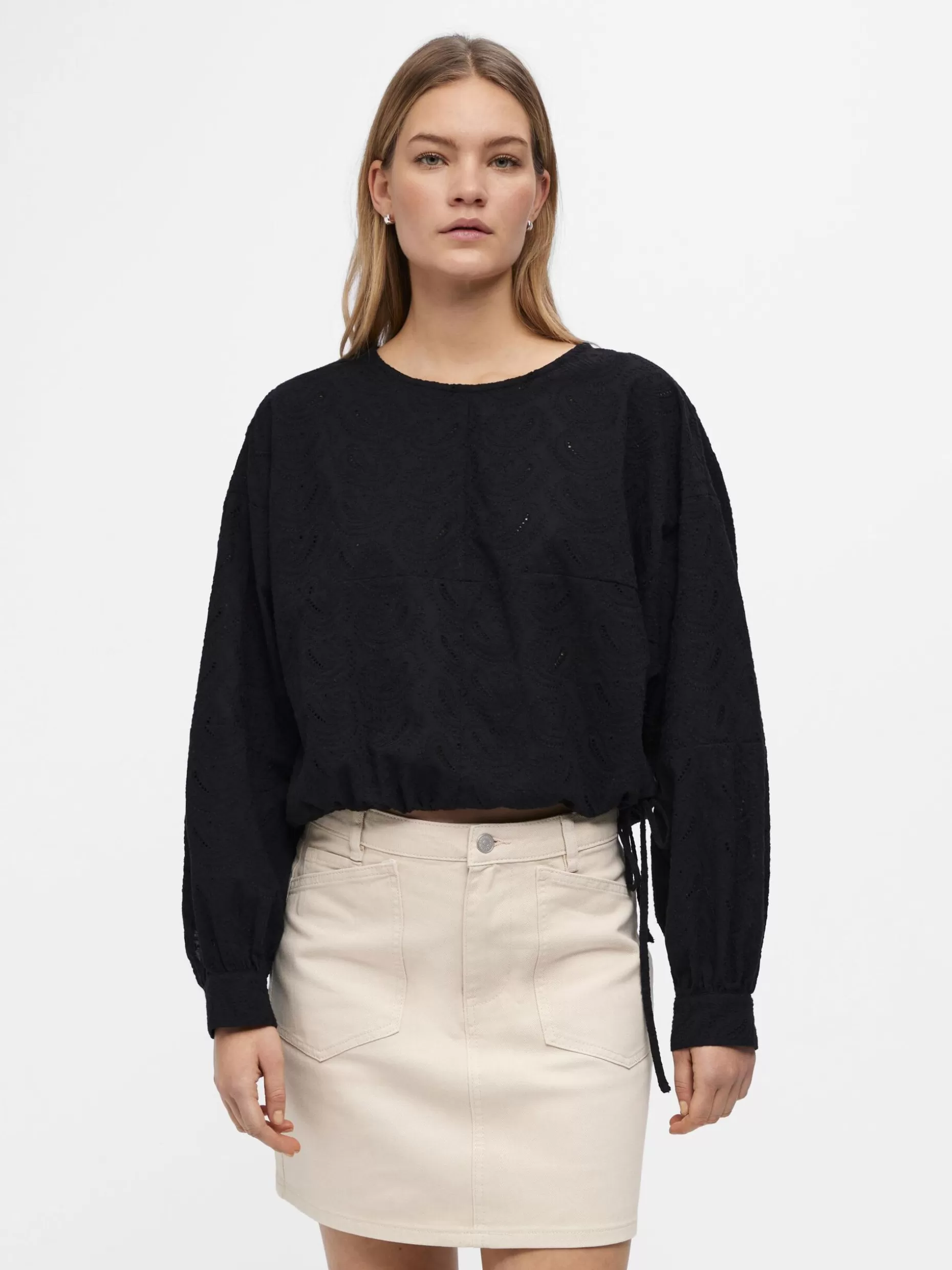 OBJECT LANGE MOUWEN CROP TOP Black Sale