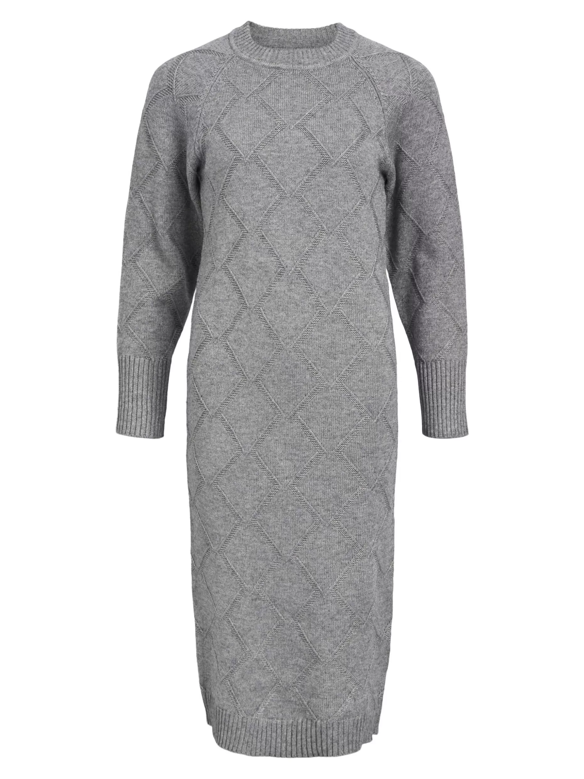 OBJECT LANGE MOUWEN GEBREIDE JURK Medium Grey Melange Clearance