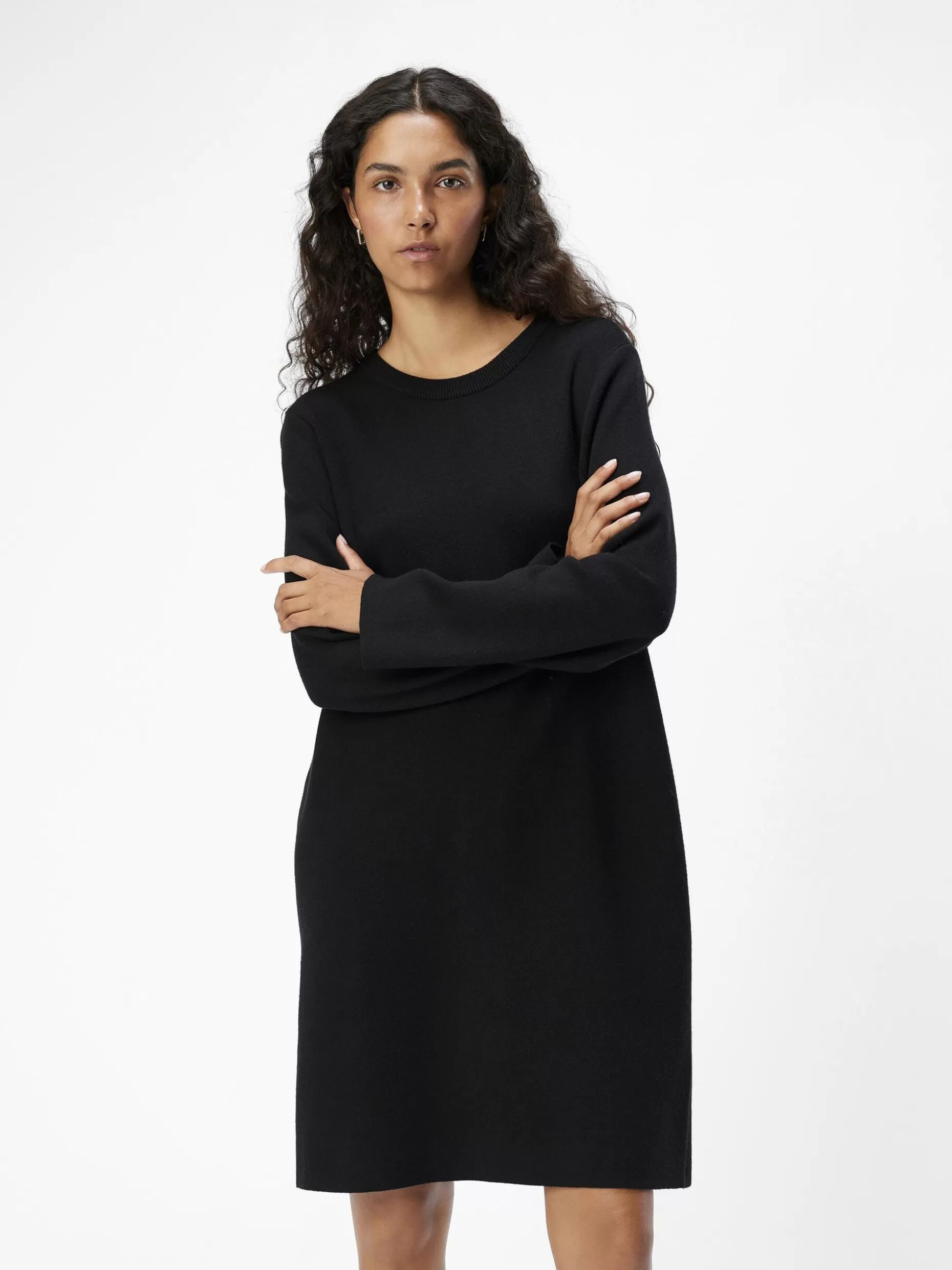 OBJECT LANGE MOUWEN GEBREIDE JURK Black Best Sale