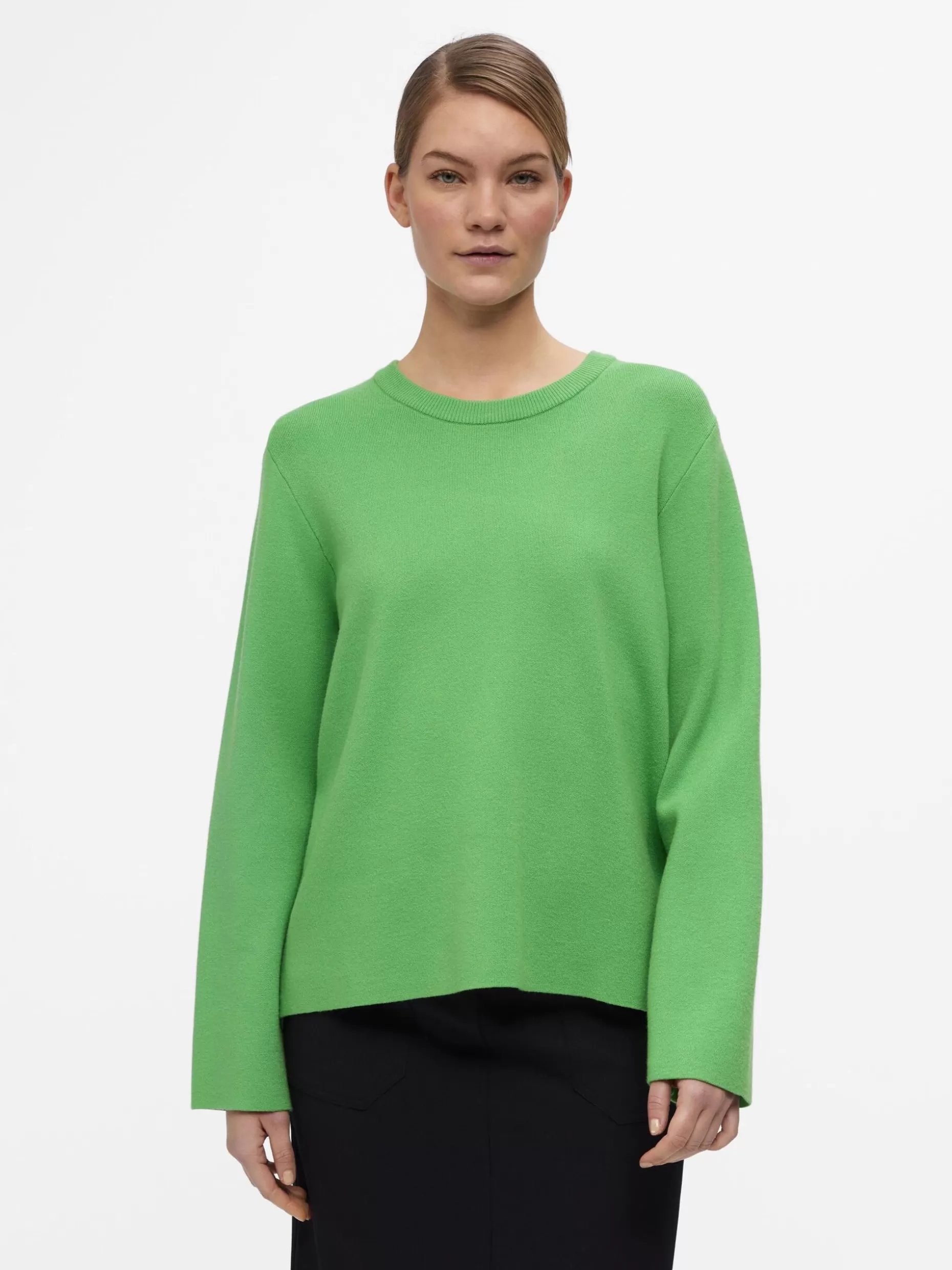 OBJECT LANGE MOUWEN GEBREIDE TRUI Vibrant Green Sale