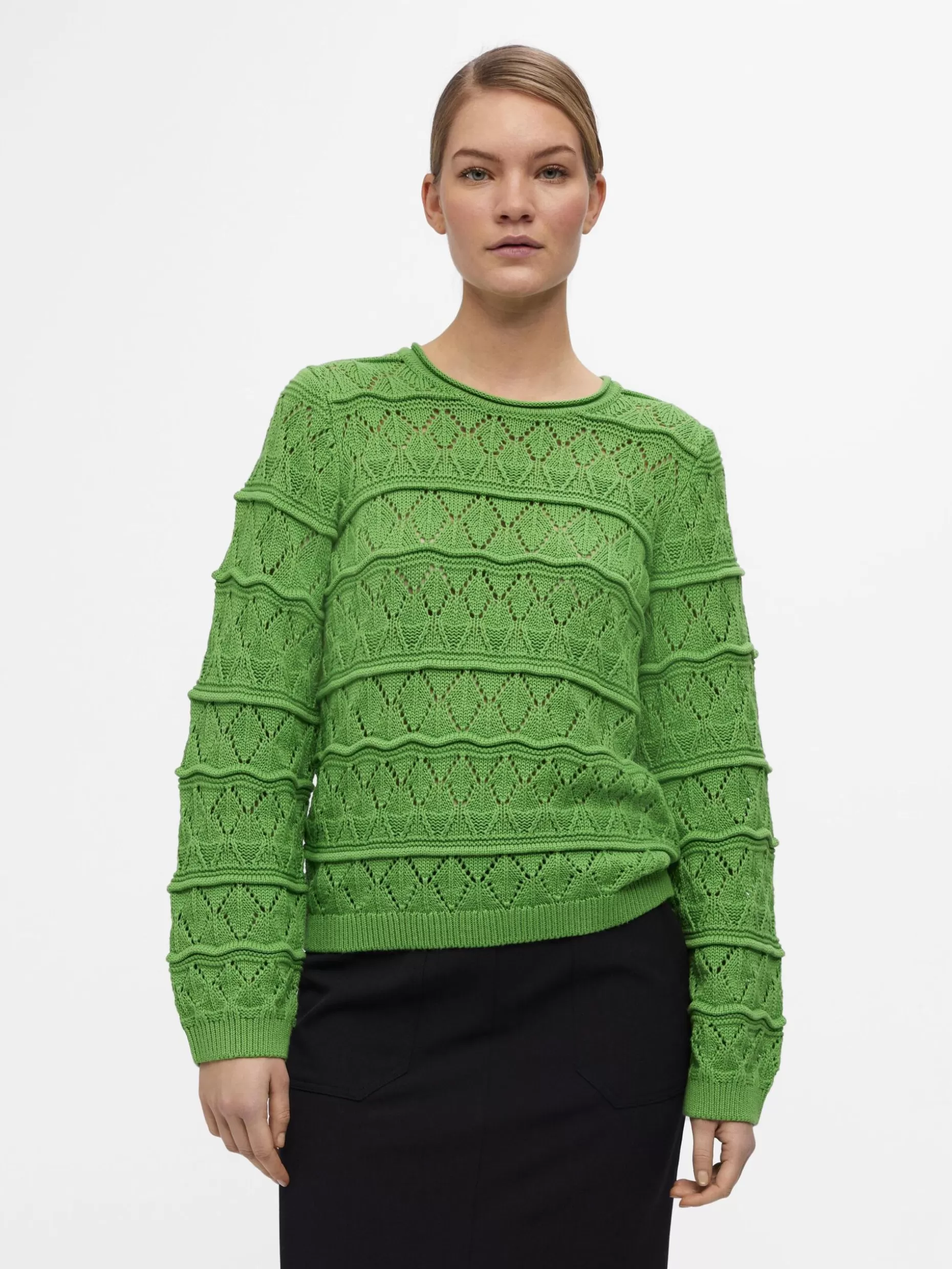 OBJECT LANGE MOUWEN GEBREIDE TRUI Vibrant Green Cheap