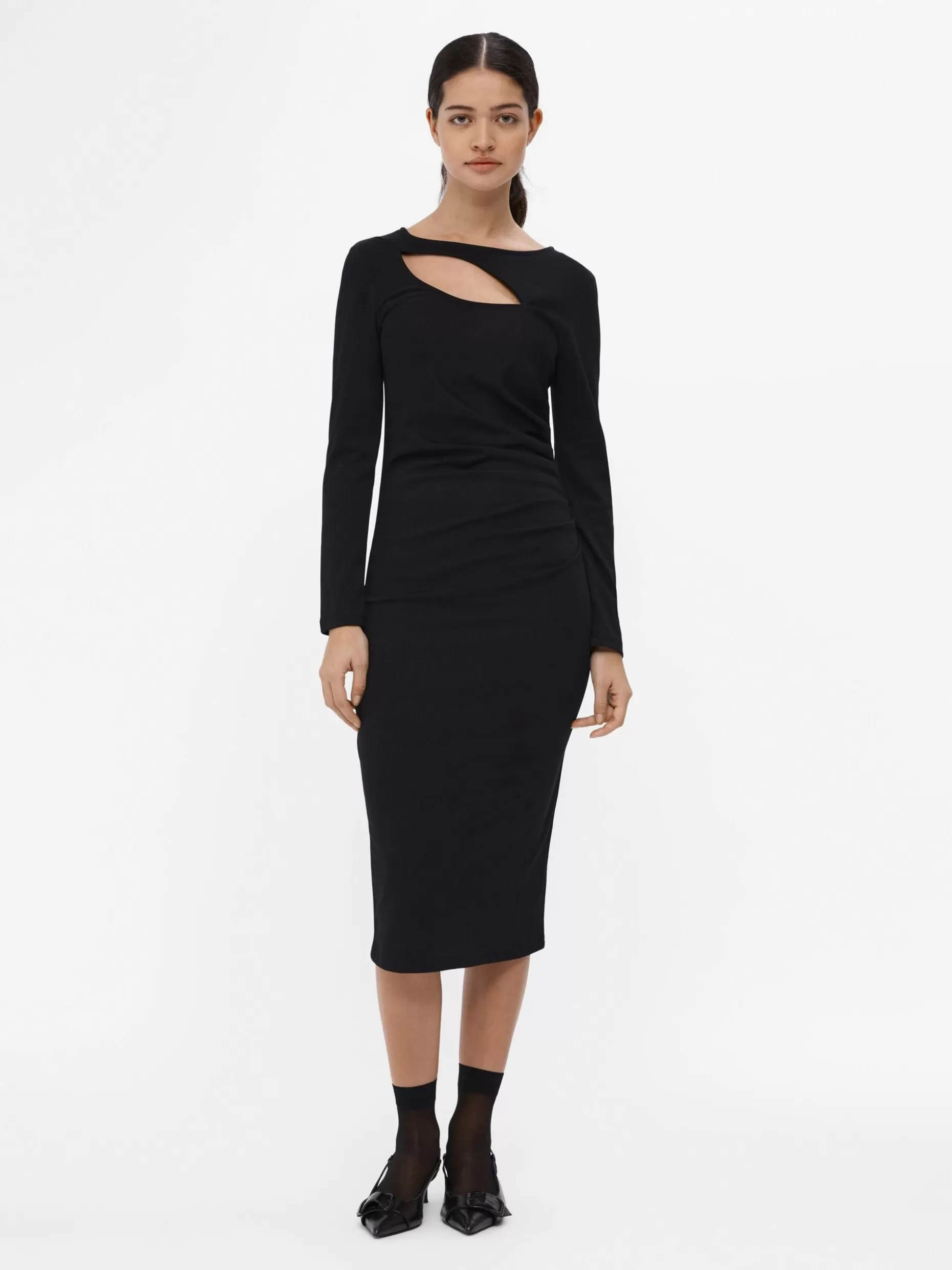 OBJECT LANGE MOUWEN MIDI JURK Black Hot