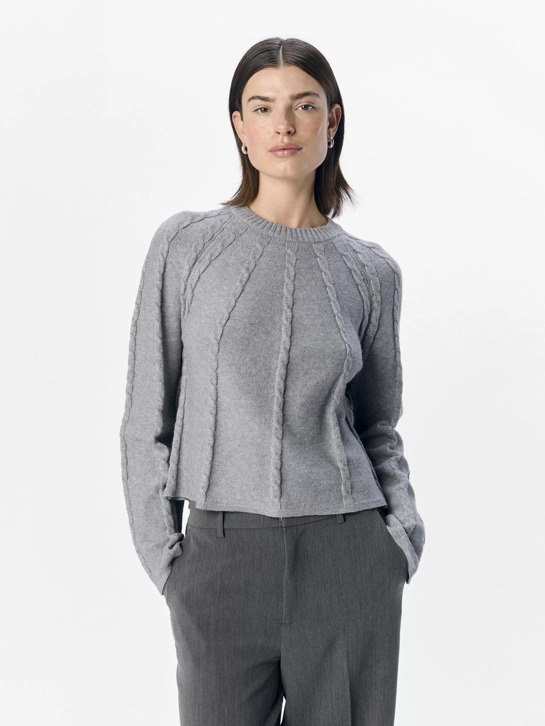 OBJECT LANGE MOUWEN TRUI Light Grey Melange Fashion