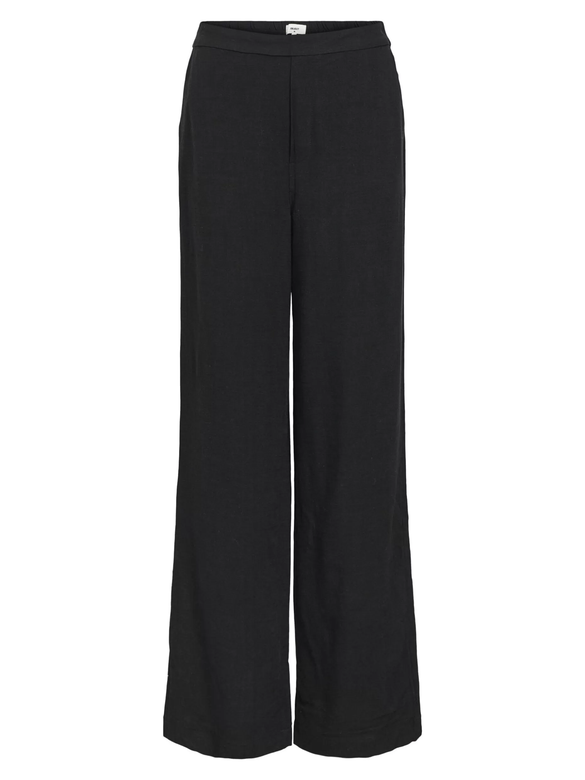 OBJECT LINNENMIX WIDE LEG BROEK Black Cheap