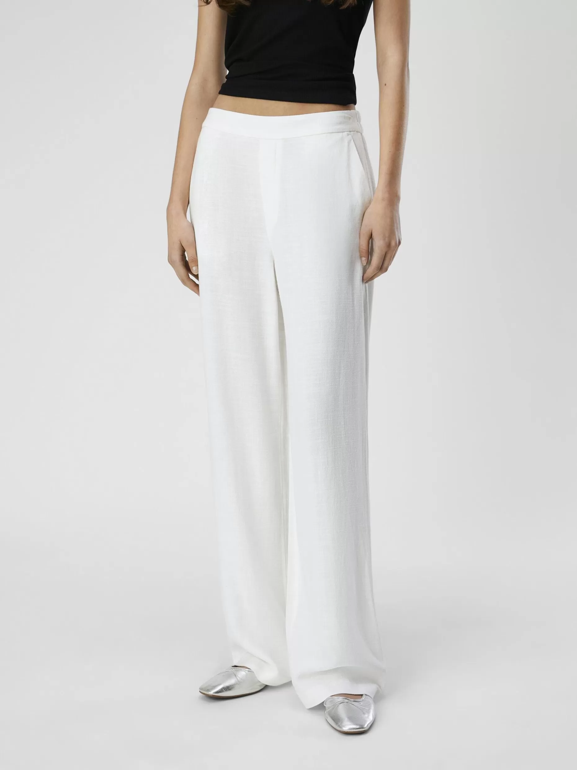 OBJECT LINNENMIX WIDE LEG BROEK Cloud Dancer Flash Sale