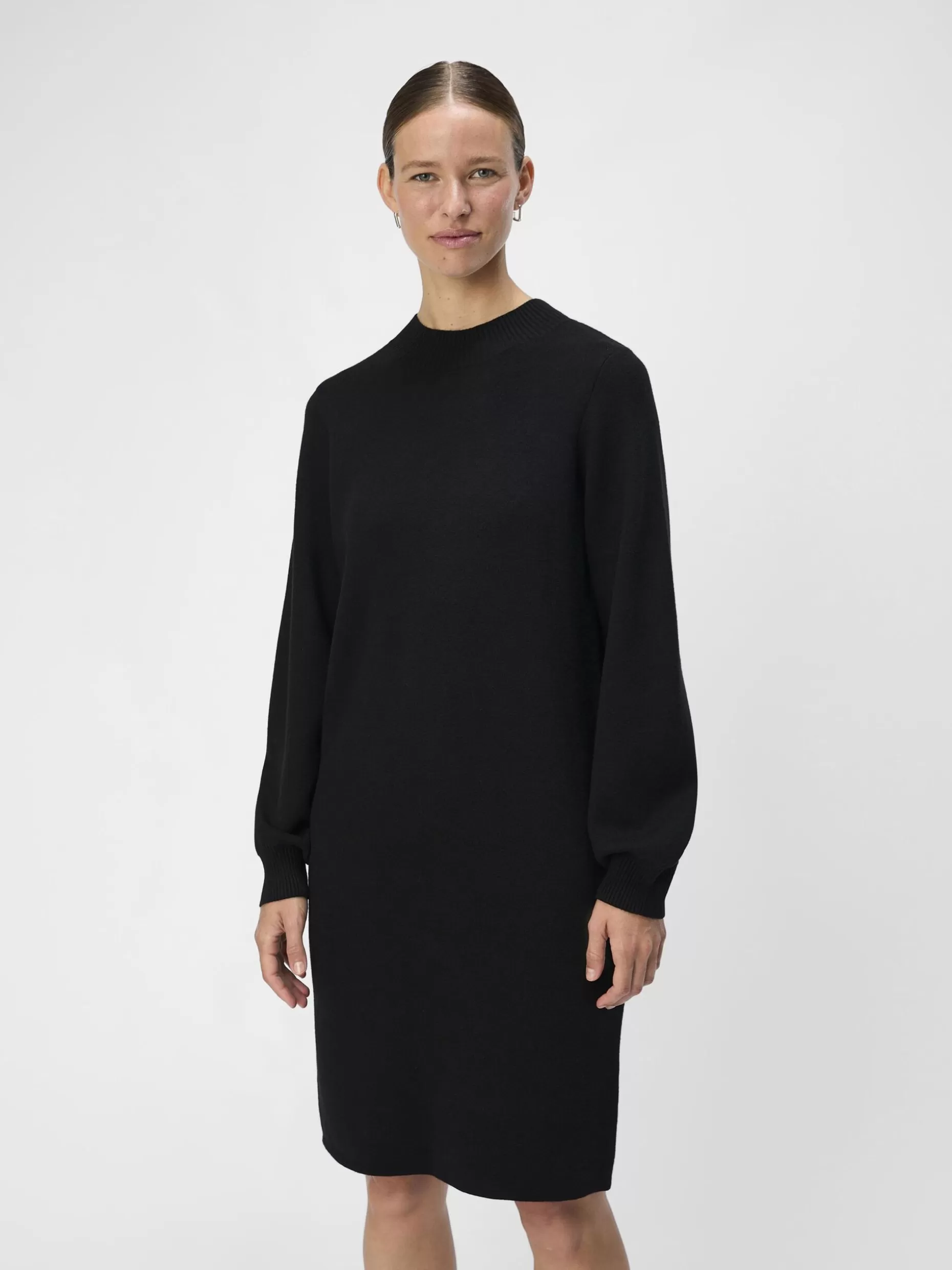 OBJECT LONGSLEEVE GEBREIDE JURK Black Discount