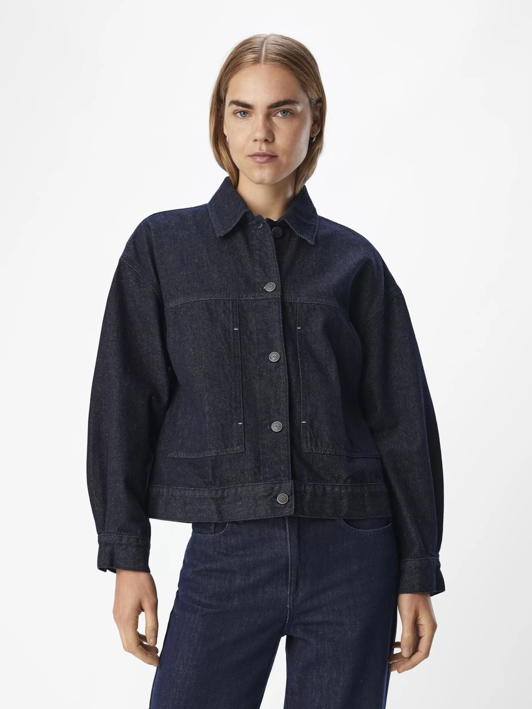 OBJECT LOOSE FIT SPIJKERJAS Dark Blue Denim Cheap