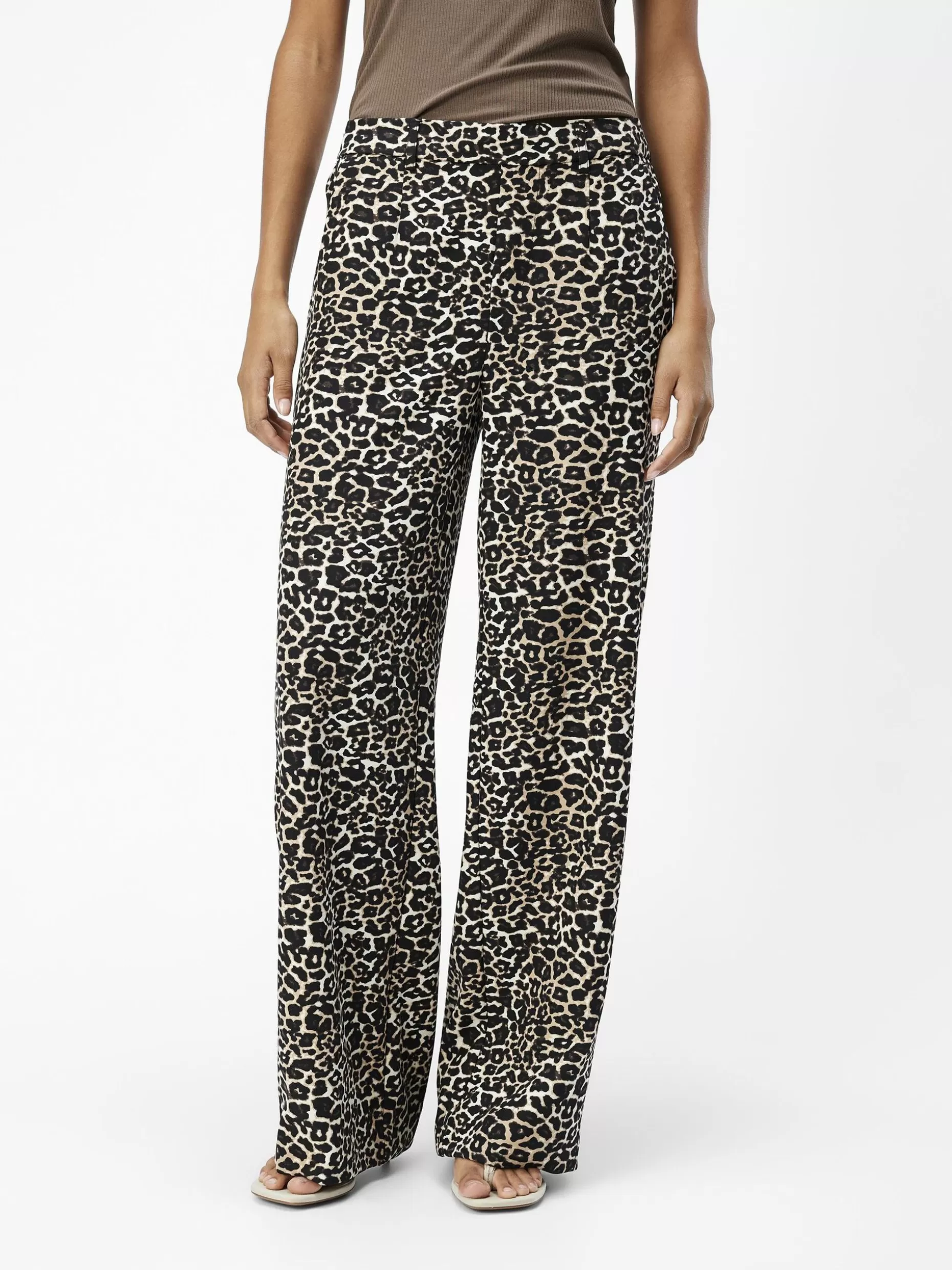 OBJECT LUIPAARDPRINT WIDE LEG BROEK Humus Cheap