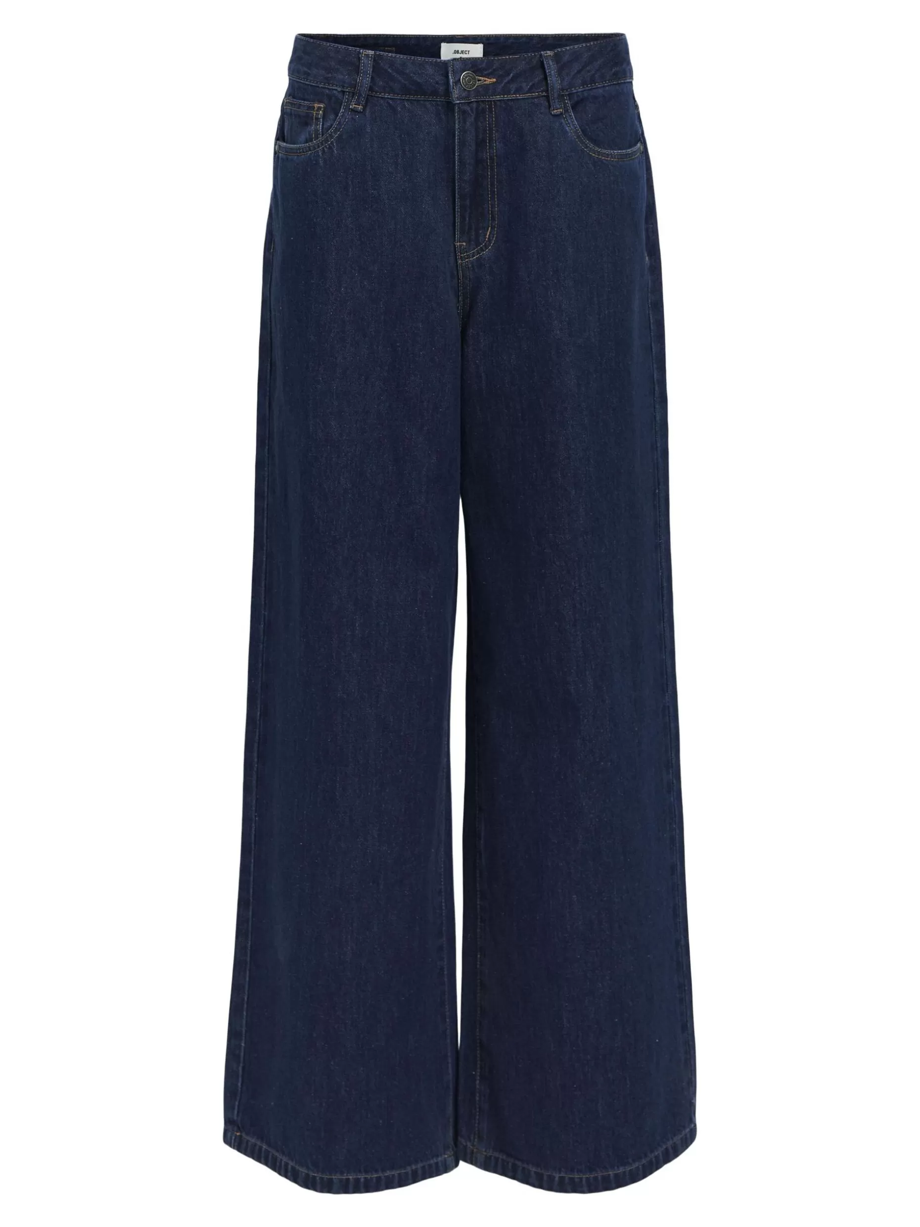 OBJECT MID-WAIST WIDE LEG JEANS Dark Blue Denim Best Sale