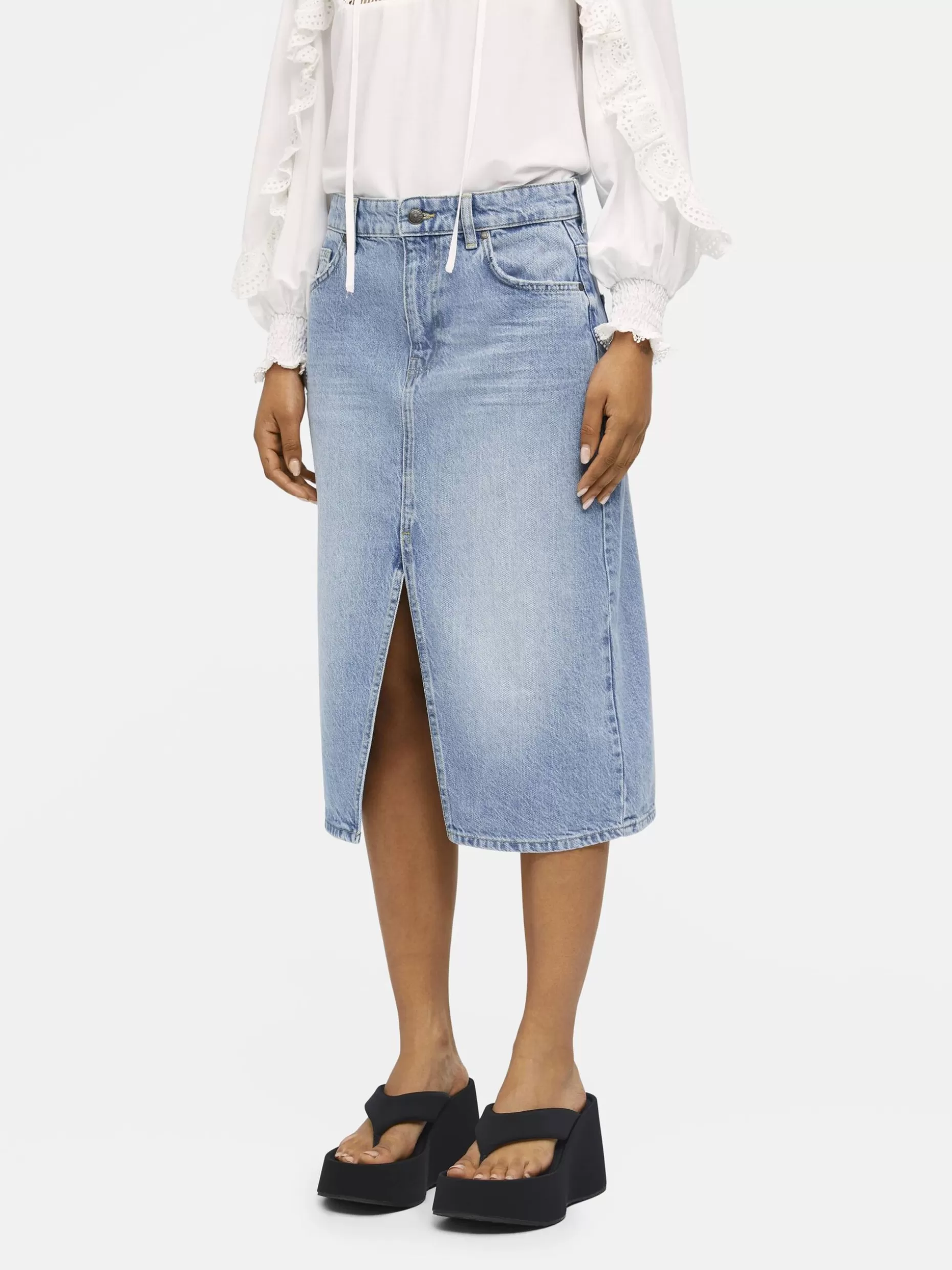 OBJECT OBJHARLOW MIDDELLANGE ROK Light Blue Denim Online