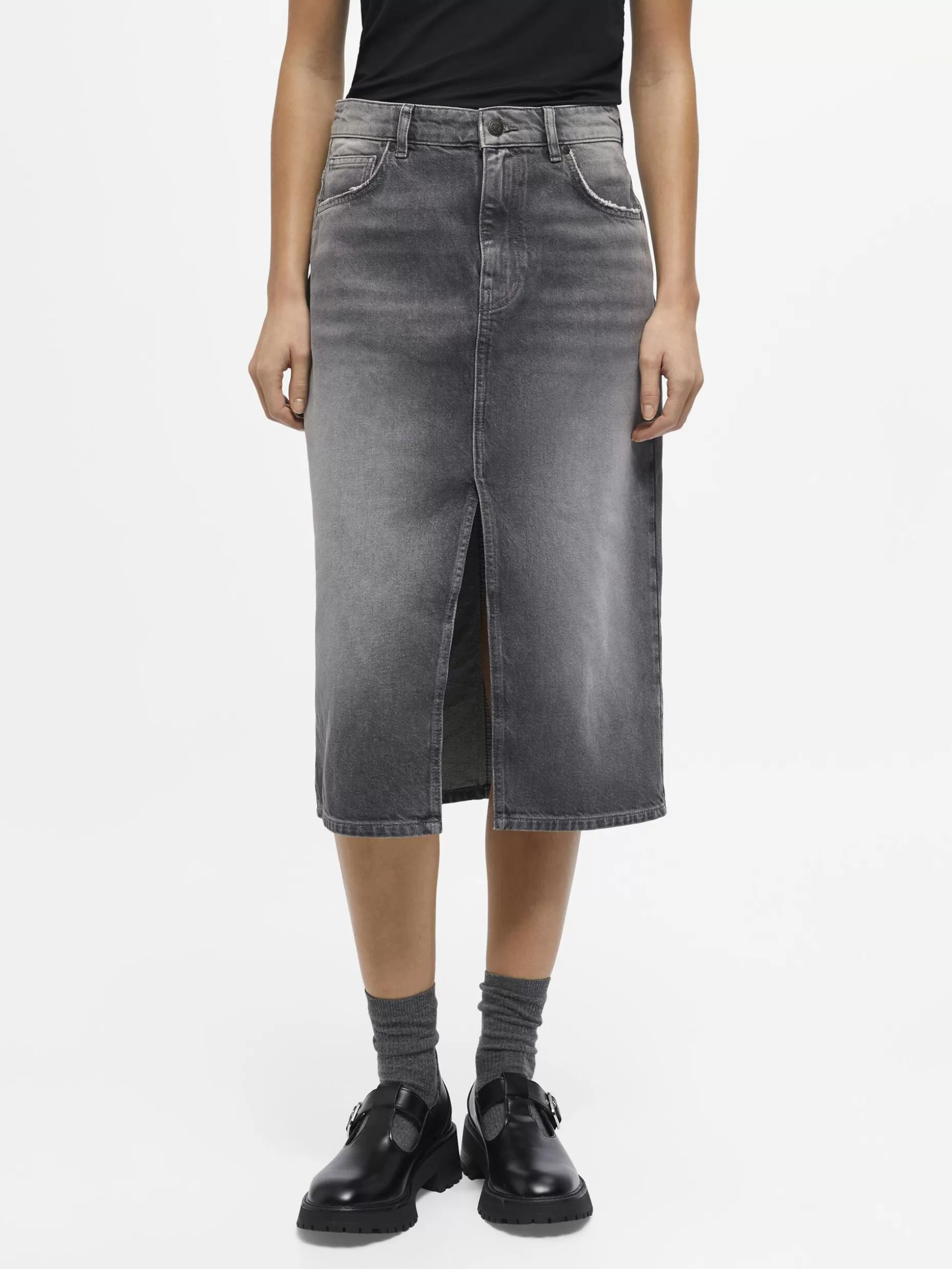 OBJECT OBJHARLOW MIDDELLANGE ROK Grey Denim Shop